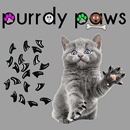 100 Pack Soft Cat Nail Caps for Claw Control - Black Kitten Nail Covers for Indoor Cats - Protects Furniture & Skin from Scratches (Perfect for Training, Grooming & Multi-Cat Households)