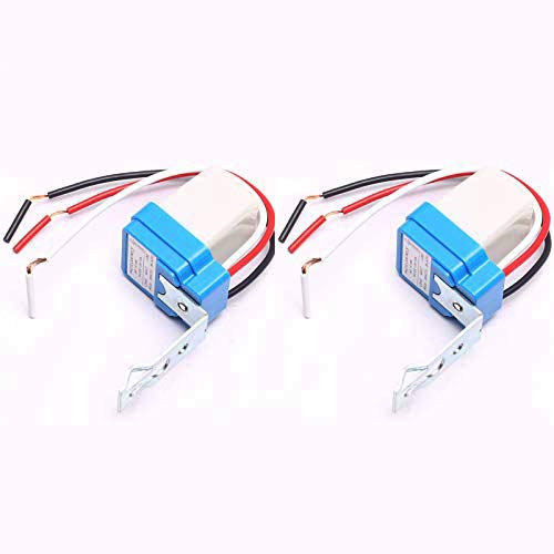 DEVMO 2-Pack 12V AC/DC Auto On/Off Photocell Sensor Switch - Outdoor Street Light Control for Driveway, Garden & Pathway Lighting (Weatherproof)