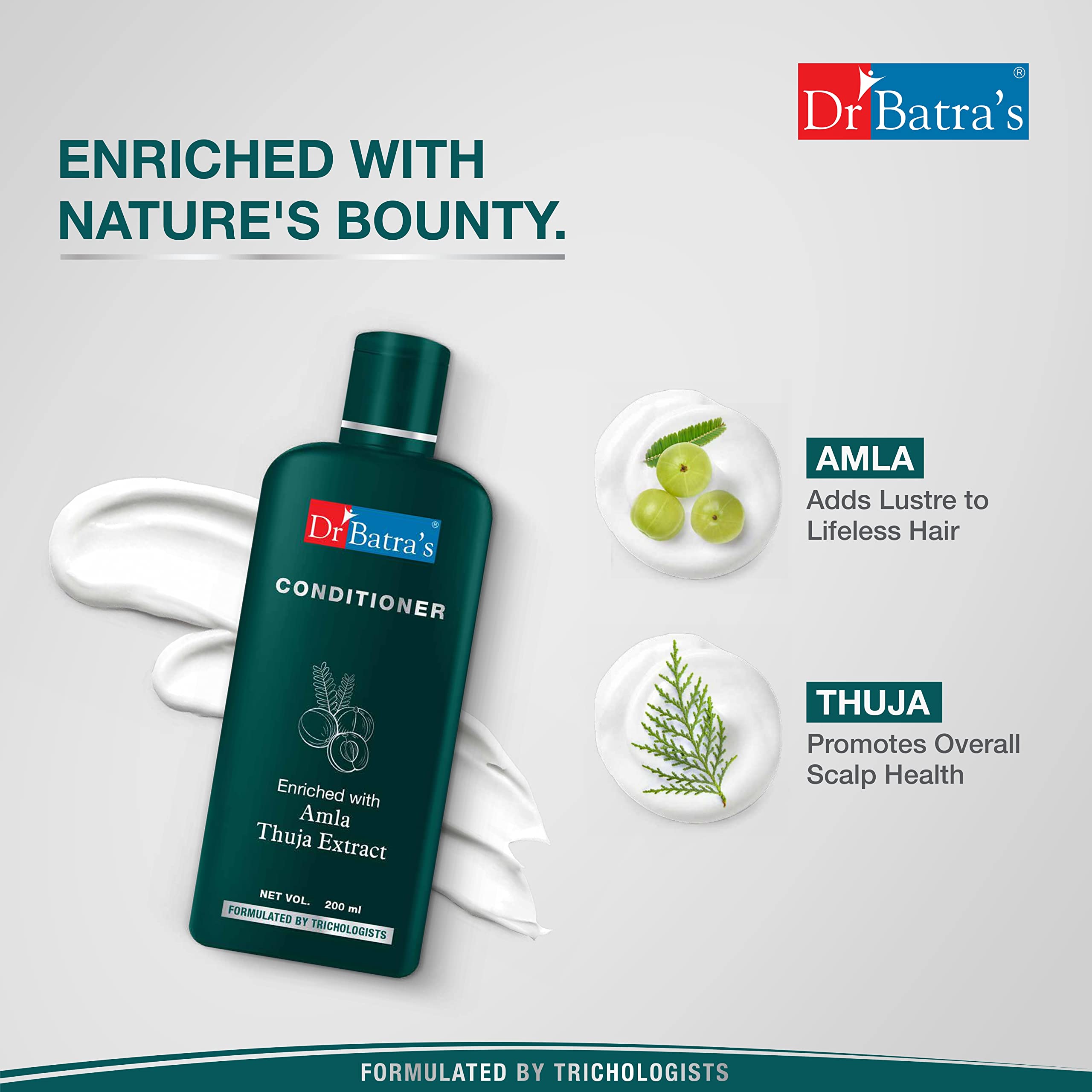 Dr. Batra's Hair Fall Control Combo Kit - 125ml Serum, 200ml Conditioner & 200ml Shampoo with Thuja & Henna for Men & Women | Reduces Hair Loss & Promotes Growth | Perfect for Daily Hair Care Routine & Scalp Treatment