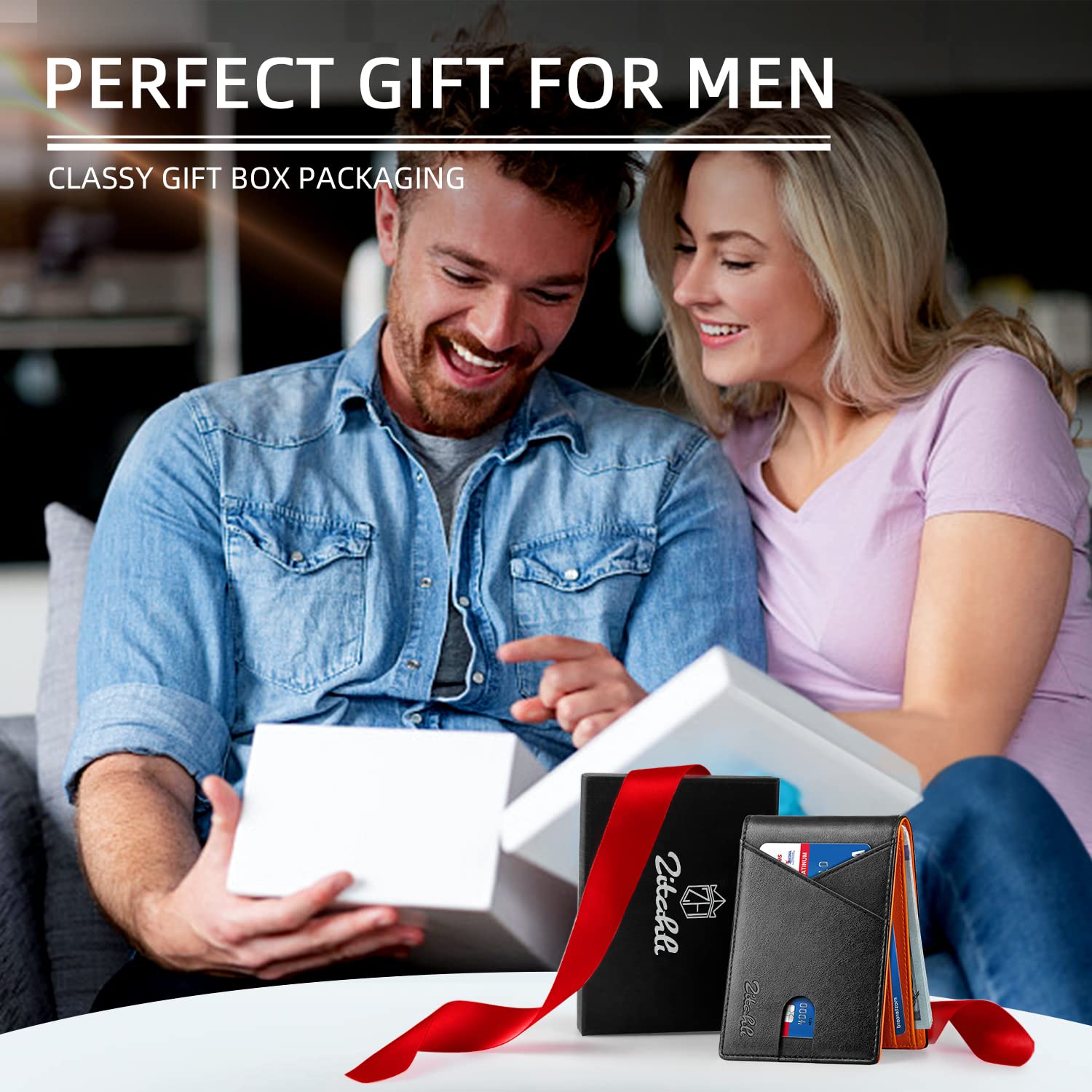 Zitahli Men's Slim RFID Blocking Leather Wallet - Premium Bifold Front Pocket Wallet with Gift Box, Leather Card Holder for Everyday Carry - Perfect for Travel, Business & Daily Use