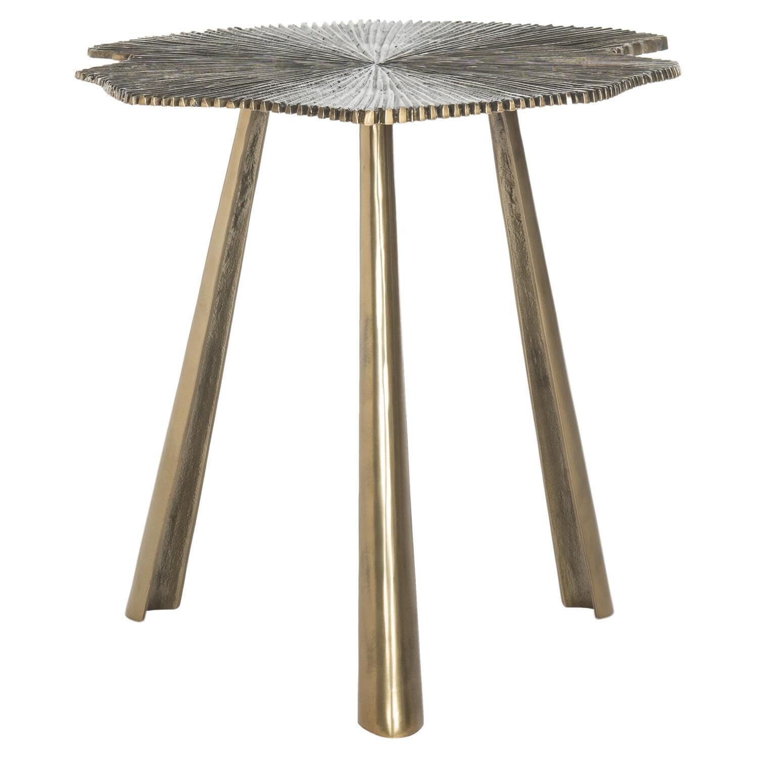 SAFAVIEH Portia Brass Leaf Side Table - Bronze Finish Accent Table for Living Room, Bedroom, or Office Decor