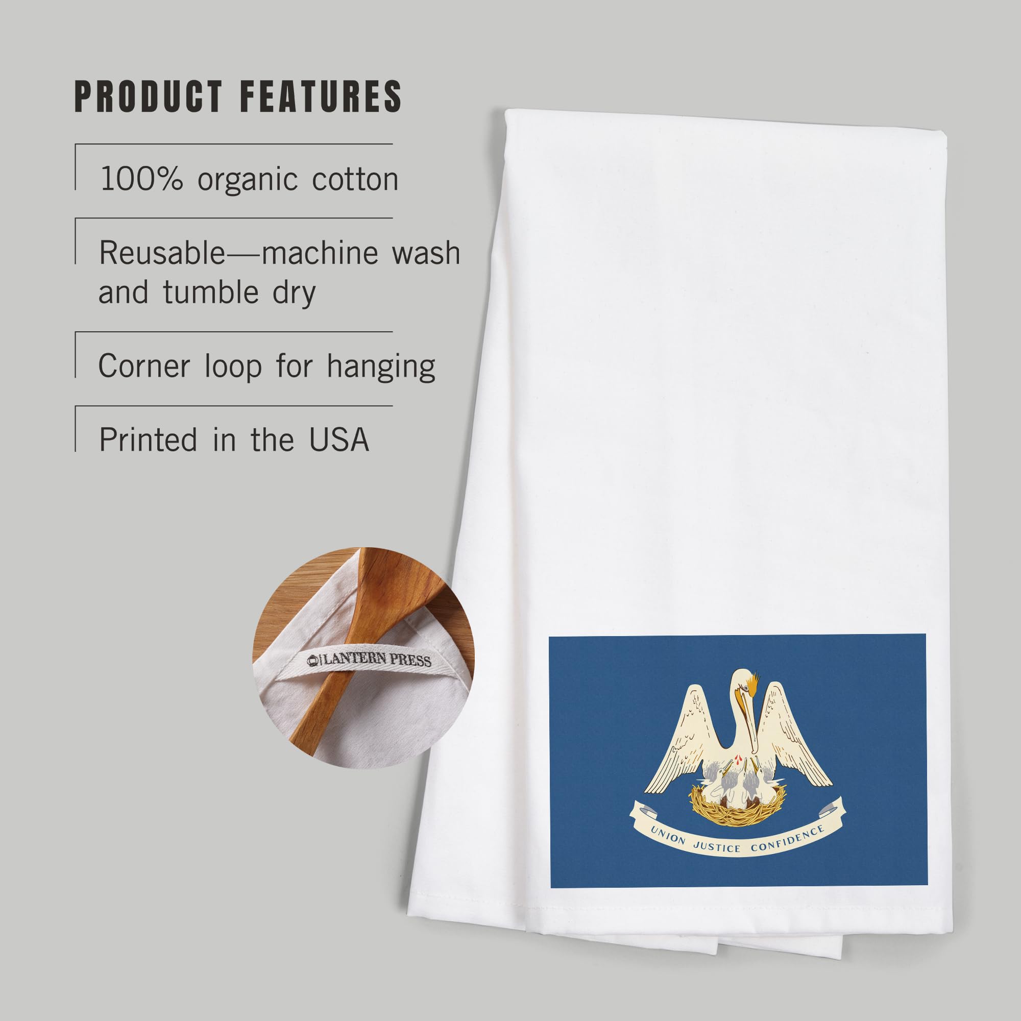Louisiana State Flag 100% Cotton Tea Towel - Decorative Hand Towel for Kitchen, Home Decor & Gifts | Perfect for Cooking, Cleaning, and Displaying State Pride