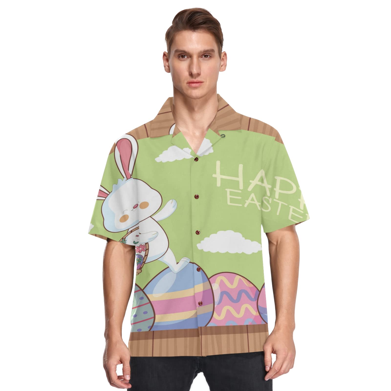 Easter Bunny Hawaiian Shirt for Men - Short Sleeve Beach Party Wear