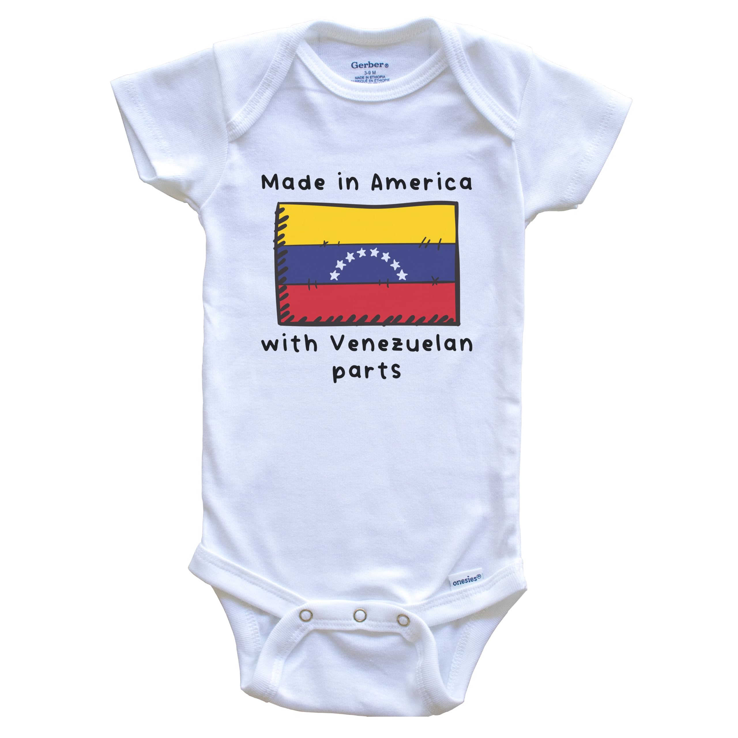 Venezuela Flag One Piece Baby Bodysuit - Made in USA with Venezuelan Materials | Perfect for Cultural Celebrations & Patriotic Events