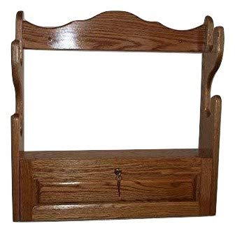 2 Gun Rack with Locking Storage Compartment - Golden Oak Finish | Secure Wall Mounted Rifle Holder for Home & Cabin Protection | Perfect for Hunting, Shooting Range & Firearm Storage