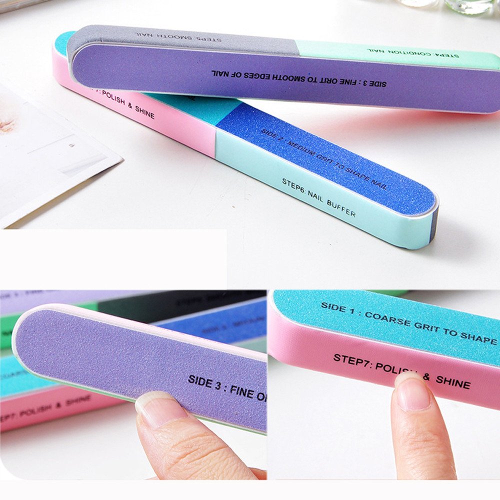 Professional 6-Sided Nail Buffer File Block - Natural Manicure Emery Boards with Multi-Grit for Gel & Natural Nails (Multicolor) - Perfect for Home Salon, DIY Manicures & Nail Care Kits