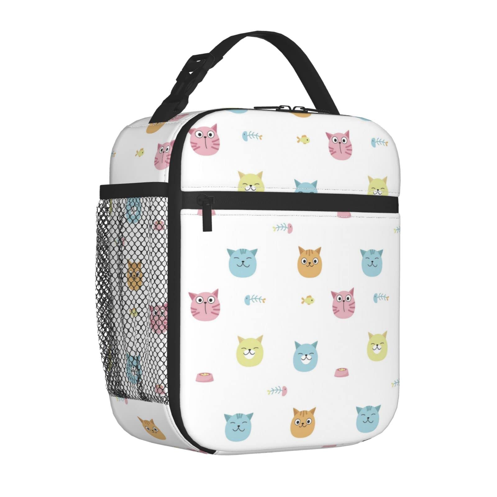 Insulated Reusable Lunch Bag for Women & Men - Leakproof Cooler Tote with Funny Cat Design for Office, Work, School, Picnic & Beach | Portable Food Container for Daily Commute & Outdoor Activities