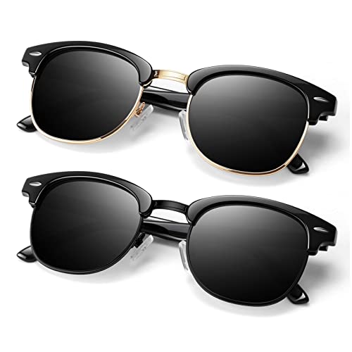 B3-(2 Pack) Glossy Black | Black | Golden Rim / Glossy Black | Black | Black Rim