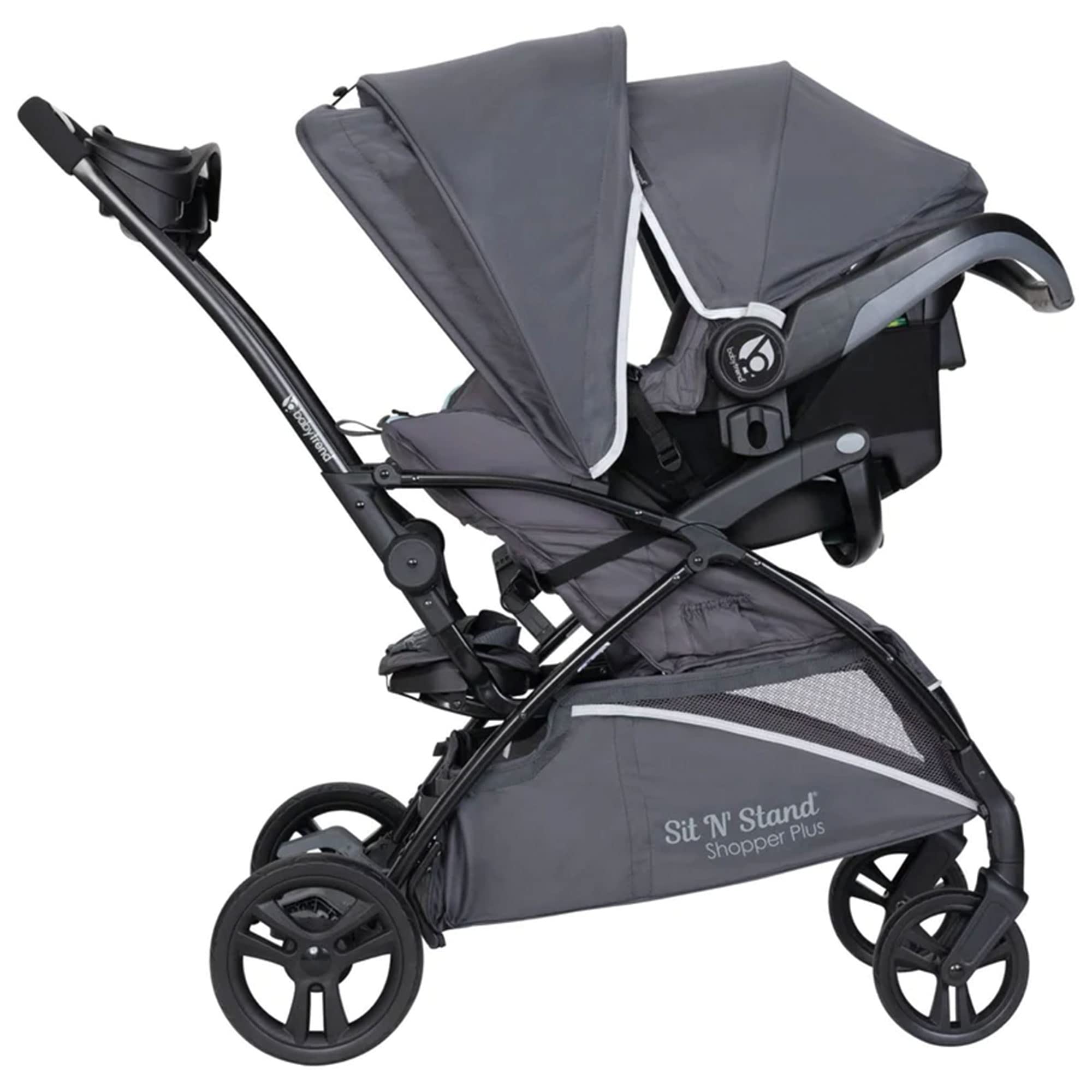 Baby Trend Sit N’ Stand® 5-in-1 Shopper Plus Stroller - Lightweight Convertible Double Stroller with Adjustable Seat & Canopy, Blue Mist | Perfect for Twins, Siblings & Shopping Trips