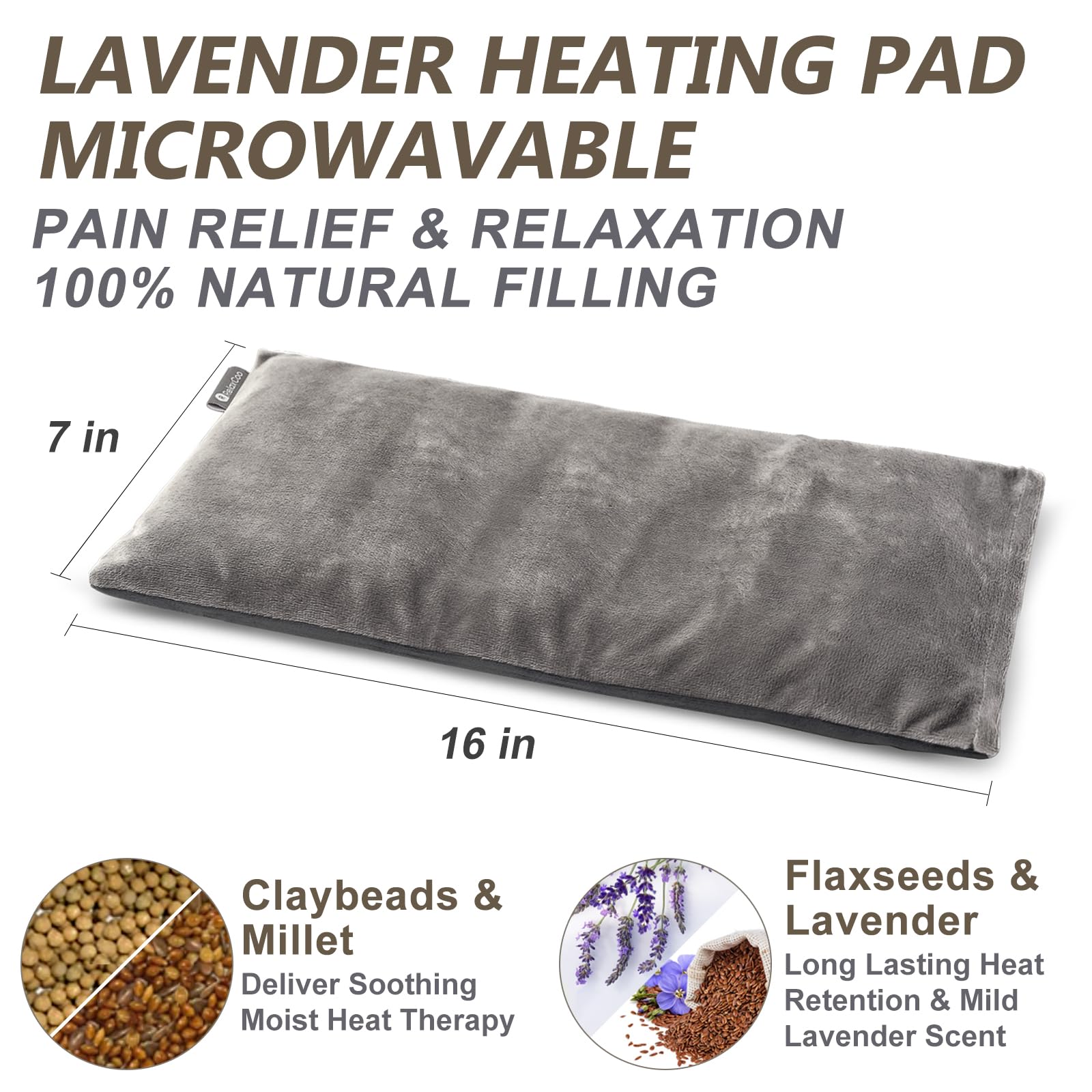 Microwave Heating Pad 7x16 Inches - Washable Moist Heat Pad for Neck, Shoulder & Back Pain Relief - Warm Compress Rice Bean Bag Hot Pack for Muscles, Joints & Cramps - Lavender Scented - Perfect for Home, Office & Travel Use