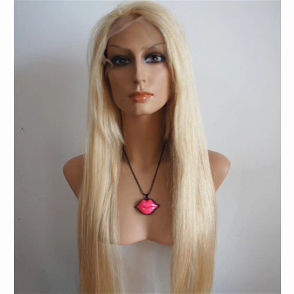 European Virgin Human Hair Full Lace Wigs for Women - #613 Light Blonde Silk Straight 16 Inch with Baby Hair | Natural Look for Daily Wear, Cosplay & Special Occasions