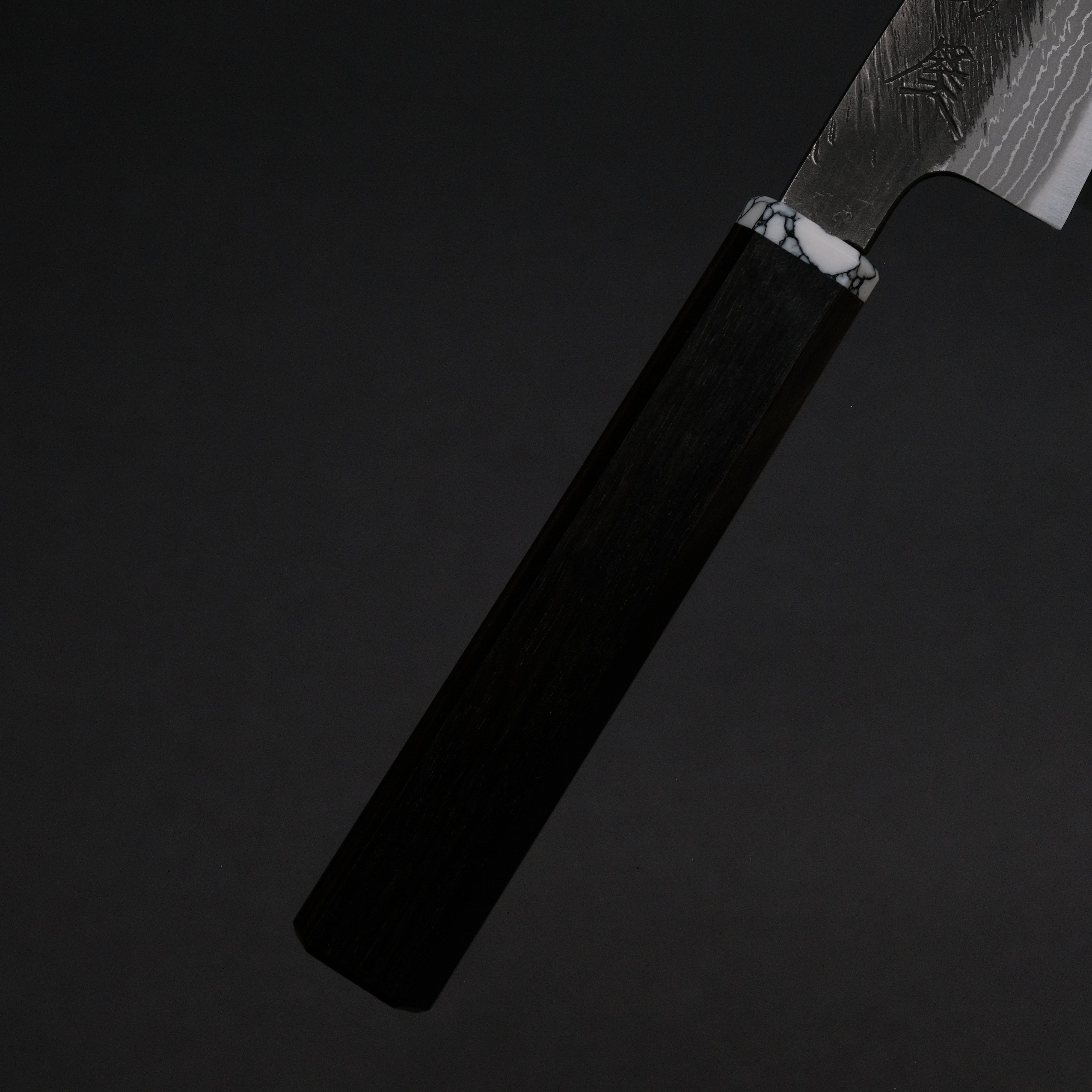 Premium Ajikataya White #2 Matsuba Damascus Petty Knife 80mm - Ebony & TQ Handle (#34) - Perfect for Slicing, Garnishing & Precision Kitchen Tasks