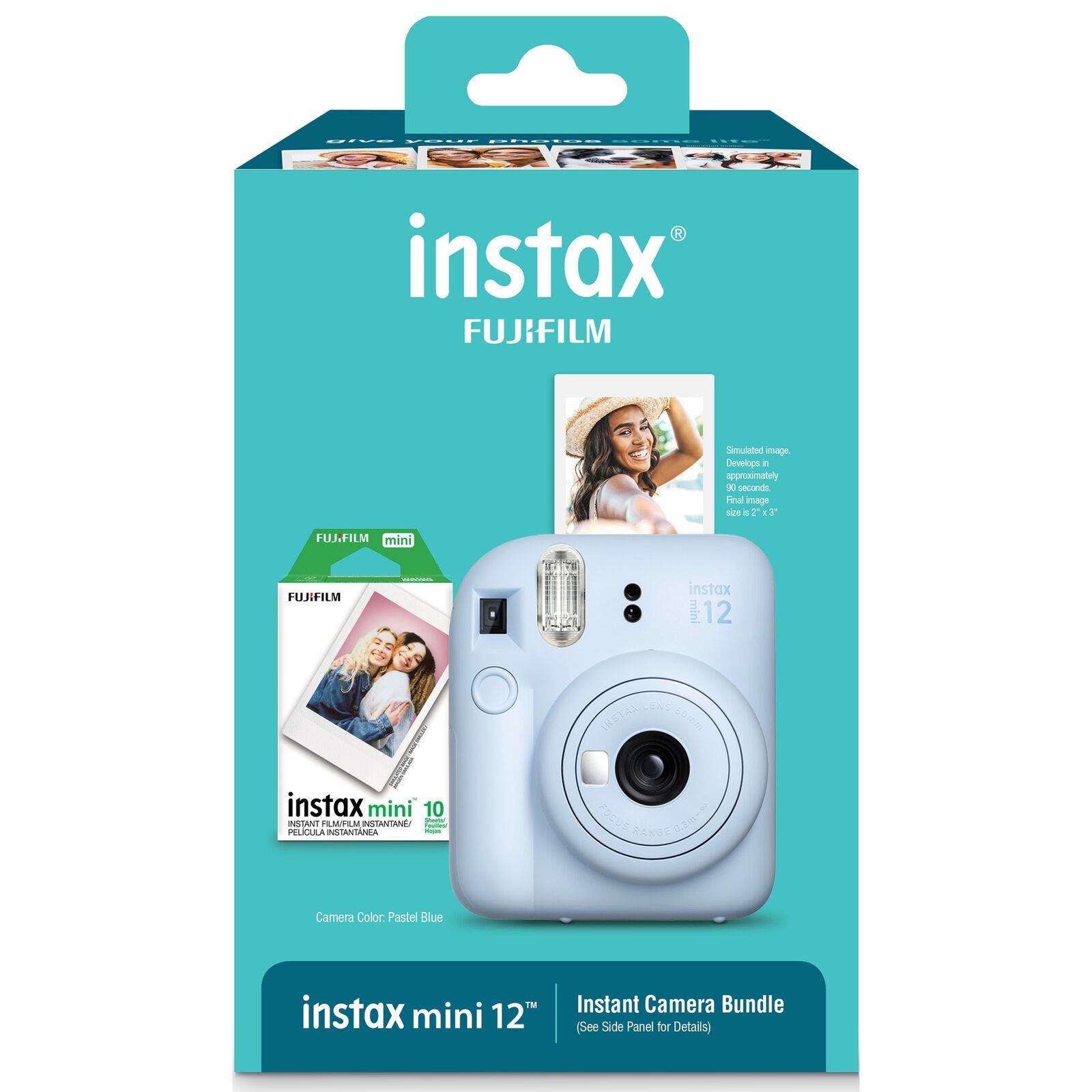 FUJIFILM INSTAX MINI 12 Instant Camera Bundle with Film - Pastel Blue | Portable Polaroid Camera for Travel, Parties, Gifts & Memory Keeping