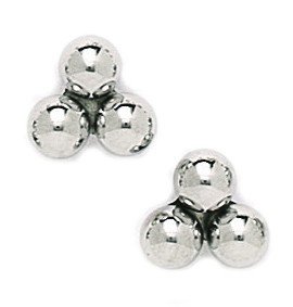 14K Gold Triple Ball Stud Earrings for Women - White Gold & Yellow Gold Options in 5x6mm, 7x8mm, 9x10mm & 10x12mm Sizes | Elegant Minimalist Jewelry Gift for Her | Perfect for Everyday Wear, Date Nights & Special Occasions