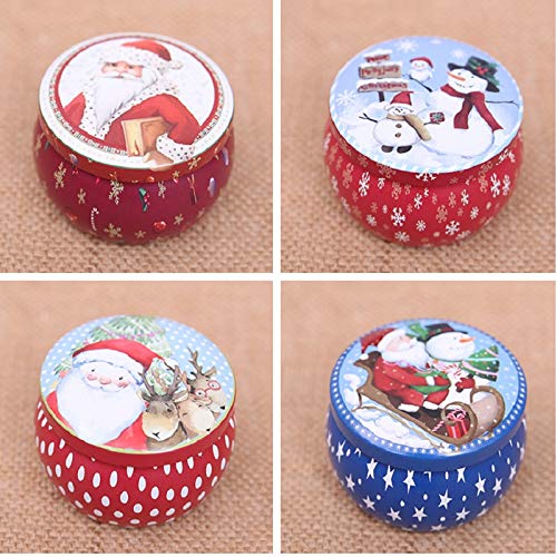 Mini Christmas Santa Claus Snowman Tin Candy Jar - Sealed Holiday Candy Box for Christmas Gifts, Decorations & Kids Presents (Random Style) - Perfect for Holiday Parties, Stocking Stuffers & Festive Home Decor