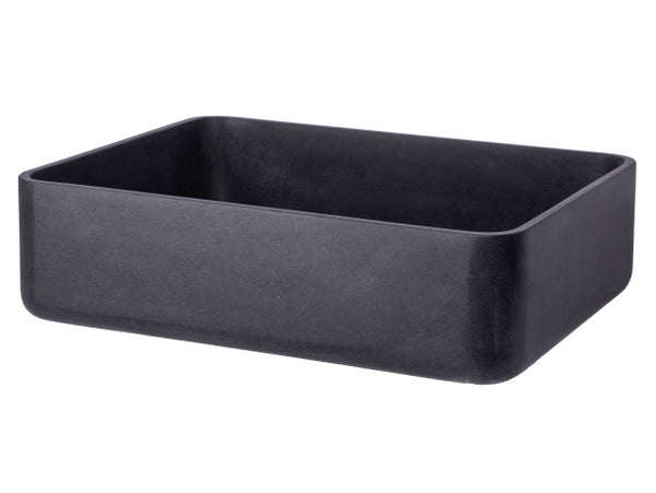 Black Lava Stone Rectangle Vessel Sink - Modern Bathroom Vanity Sink for Contemporary & Farmhouse Decor - Perfect for Home, Hotel, and Spa Bathrooms