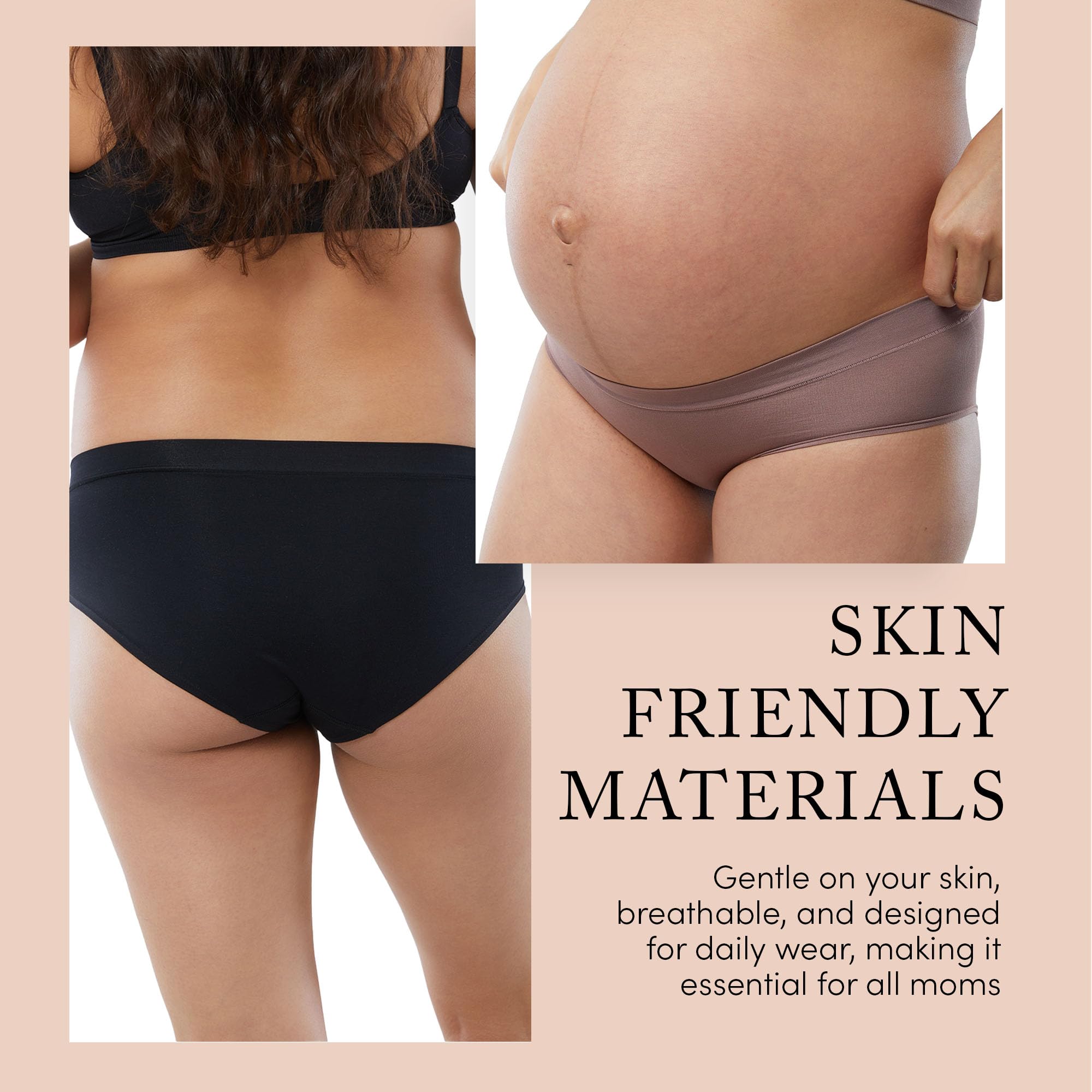 Ingrid & Isabel Seamless Maternity Underwear 3-Pack - Soft Breathable Under Belly Panties for Pregnancy Comfort | Perfect for Everyday Wear, Work & Relaxation