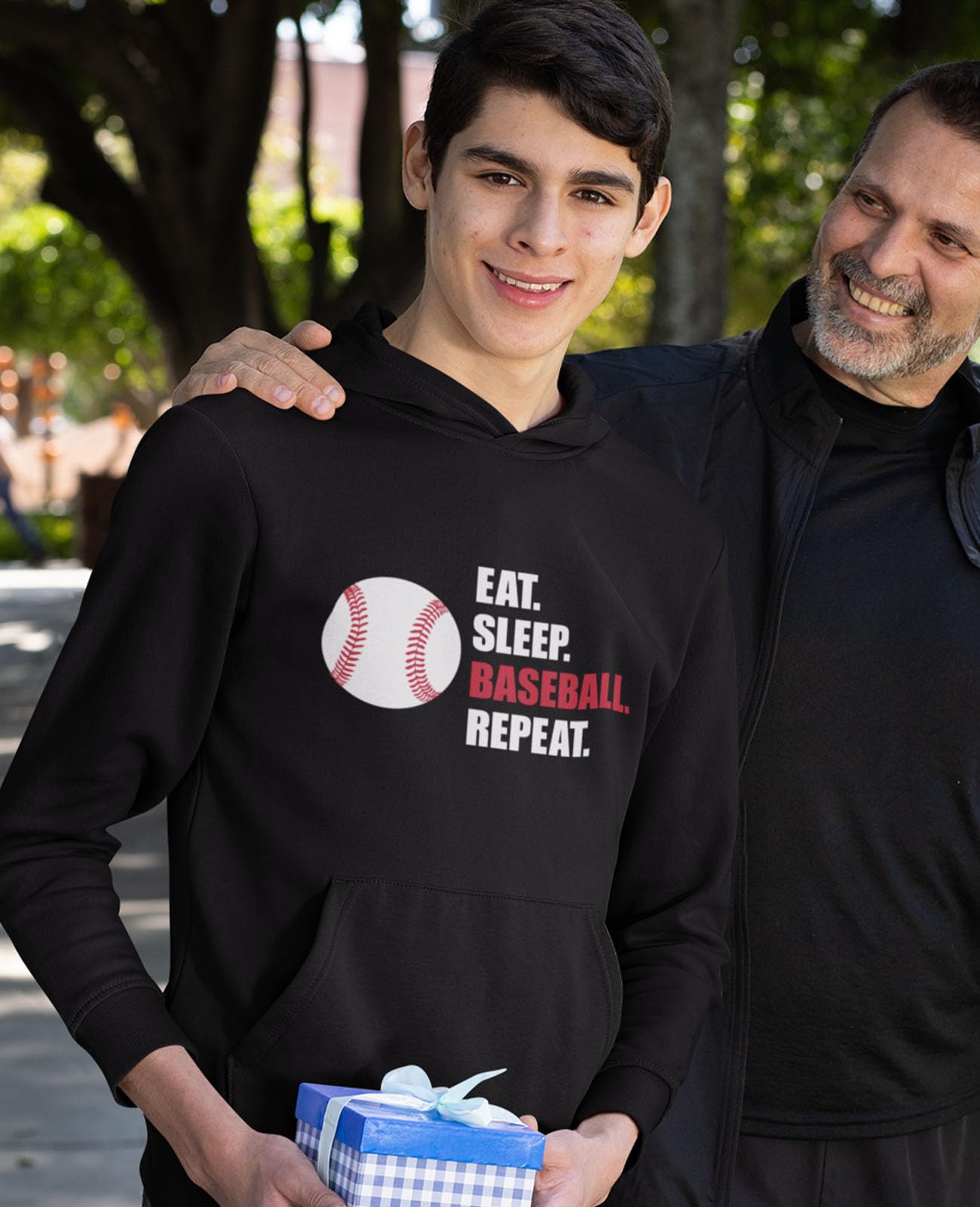 Tstars Eat Sleep Baseball Repeat Hoodie - Men's Baseball Fan Gifts, Soft Cotton Sweatshirt for Game Day & Casual Wear