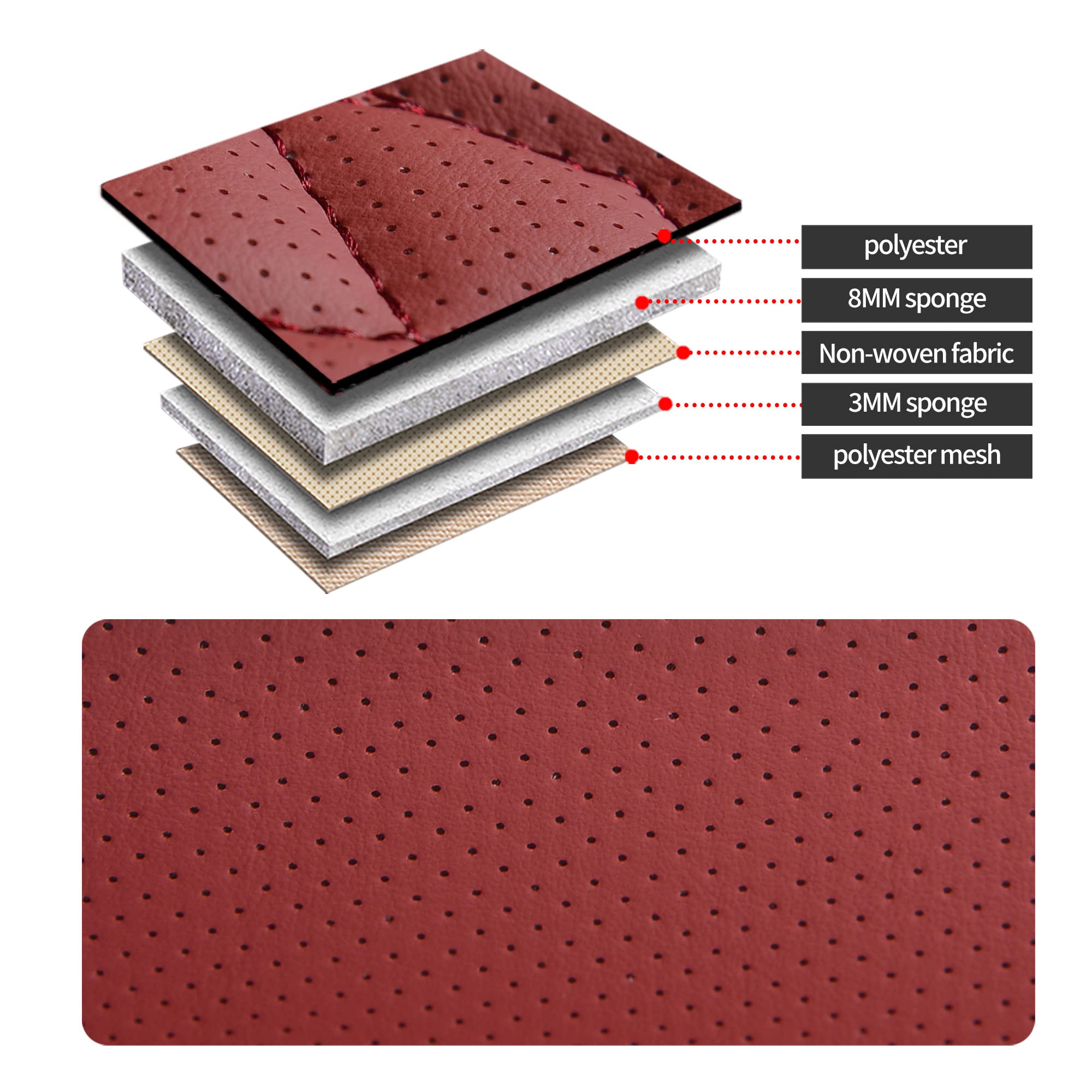 Premium GXT Deluxe Faux Leather Car Seat Covers - Universal Fit for Sedans, SUVs & Trucks | Full Coverage, Anti-Slip Design with Headrests | Interior Car Accessories (Red) | Perfect for Daily Commute, Road Trips & Vehicle Protection