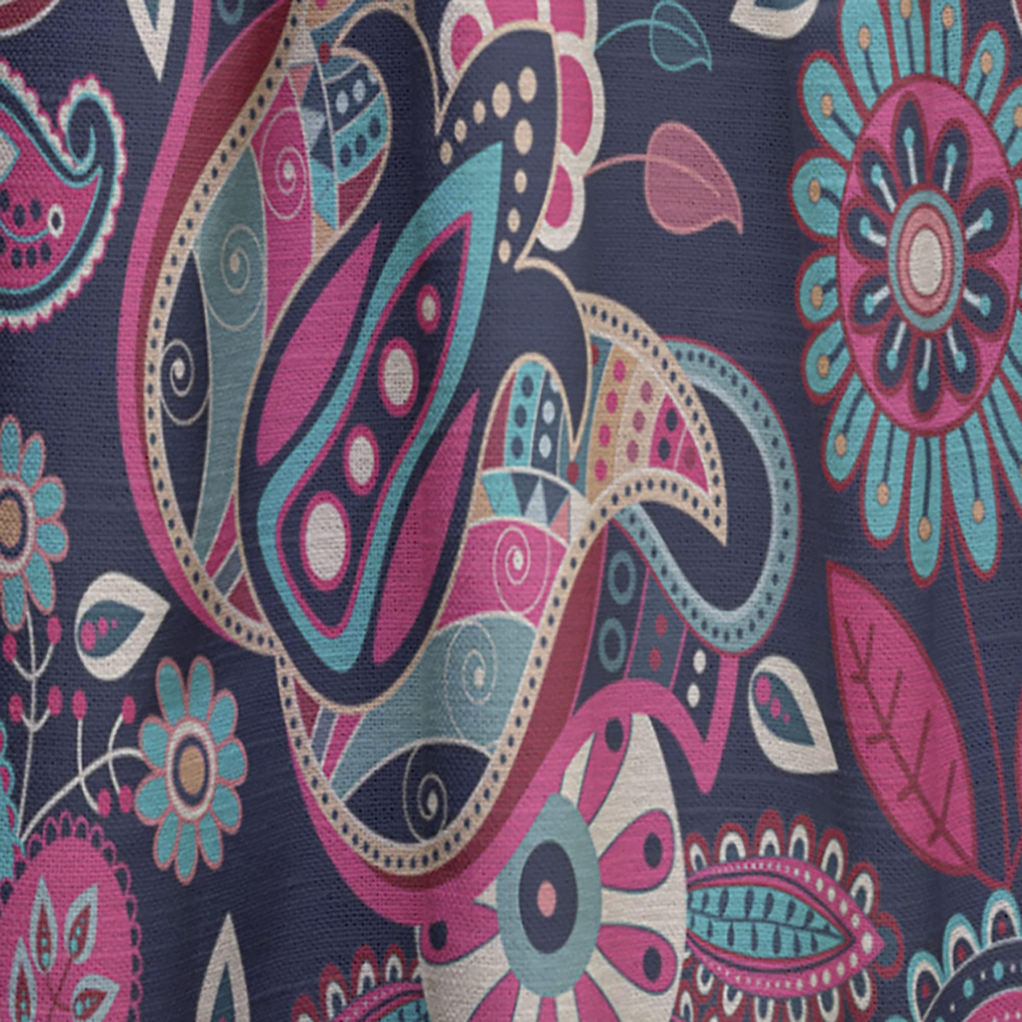 Floral Paisley Retro Style Curtains - Thermal Insulated Single Panel (52x63 inches) for Bedroom & Living Room - Perfect for Home Decor, Privacy & Temperature Control
