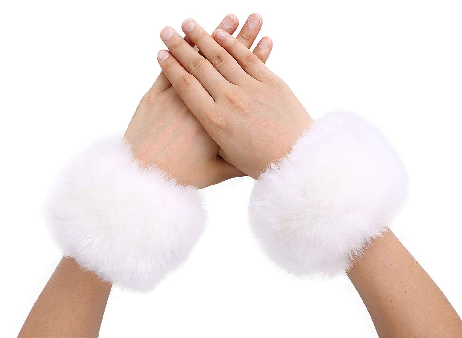Bhwin Women's Winter Faux Fur Arm Warmers - Soft Fleece Lined Wrist Cuffs for Cold Weather - Perfect for Outdoor Activities, Snow Sports, and Fashion Accessories