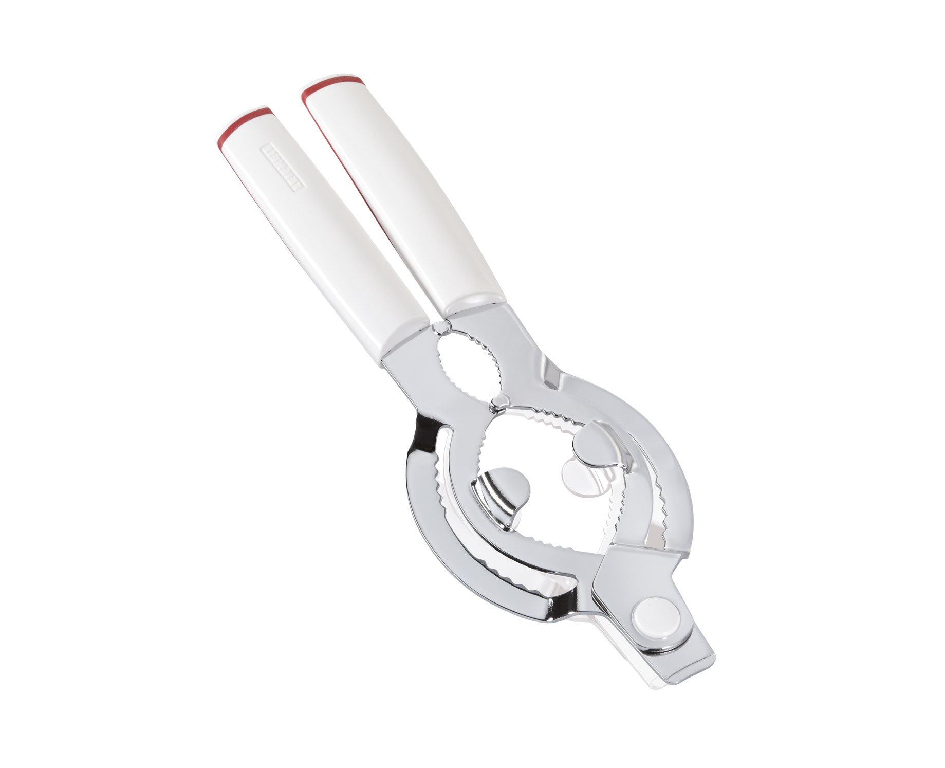 Leifheit Comfortline Jar and Bottle Lid Opener - Effortless Opening for Tight Lids - White, Red & Silver Design - Perfect for Kitchen, Pantry and Elderly Users