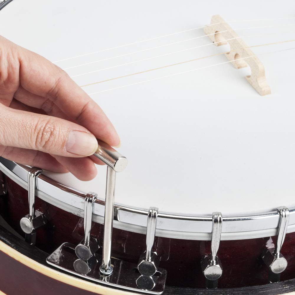Premium 6-String Banjo - Professional Grade Wood & Metal Construction in White & Natural Wood Finish | Perfect for Bluegrass, Folk Music & Stage Performances