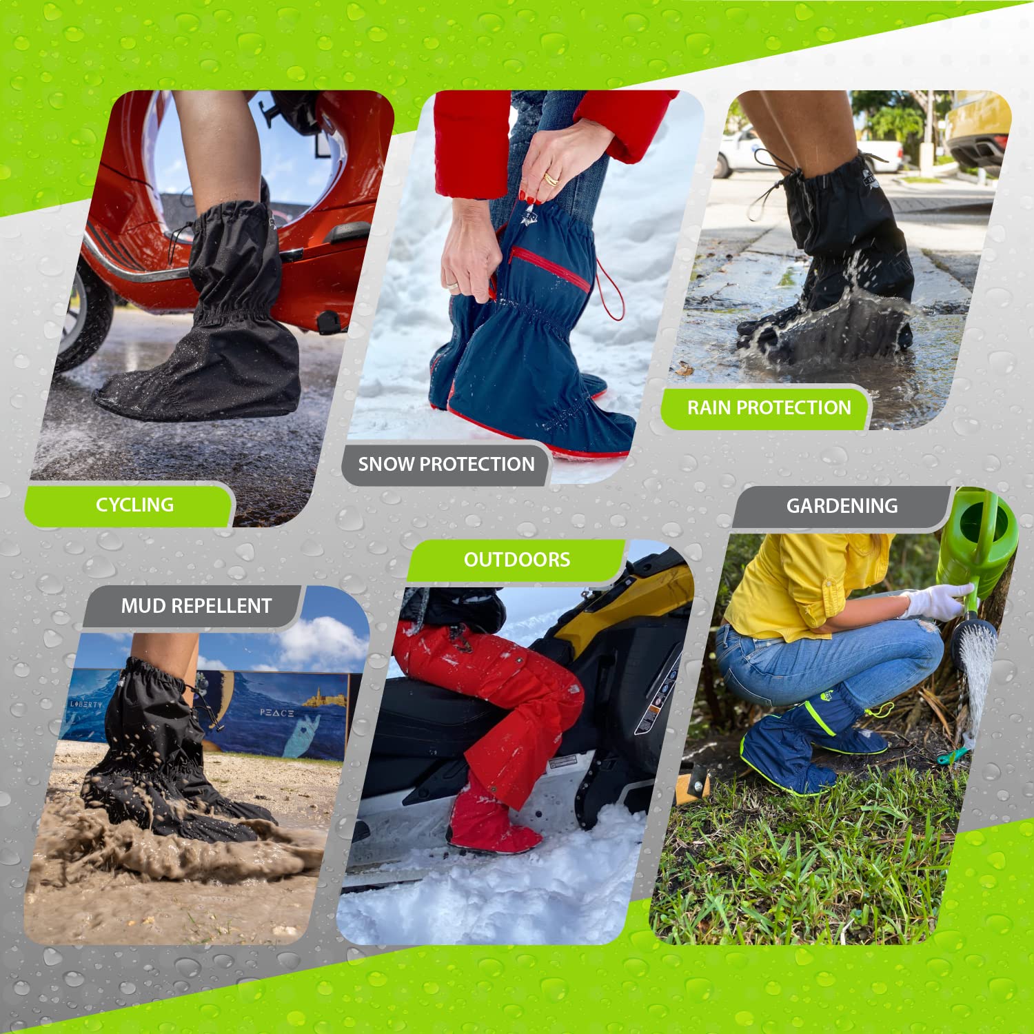**SEAL Waterproof Shoe Covers for Men & Women - Slip-Resistant Sole, Large Zippers - Reusable Rain, Mud & Snow Protector for Outdoor Activities, Hiking & Commuting**