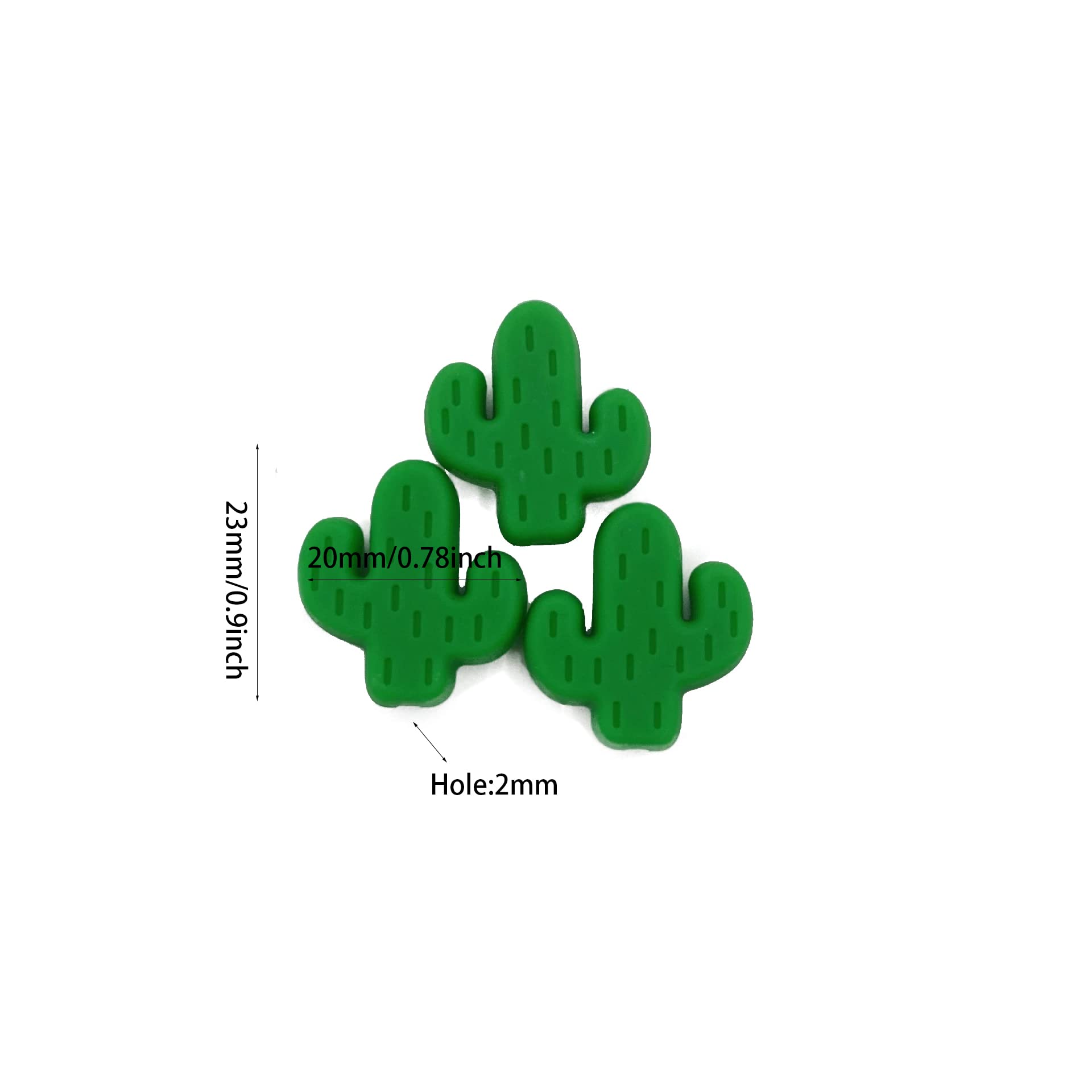 Decoendiy 24Pcs Colorful Silicone Cactus Beads - Large Hole Loose Spacer Beads for DIY Jewelry Making, Necklaces, Bracelets & Crafts (Green) | Perfect for Boho Style Accessories, Summer Jewelry Projects & Gift Making