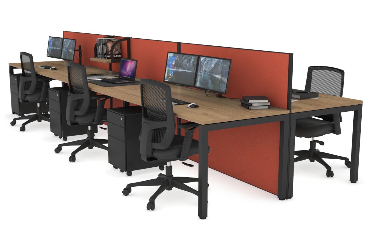 Horizon Quadro 6p Bench with Square Legs - 1800L x 800W Office Workstation with Cable Management Scallop - Perfect for Modern Workspaces, Conference Rooms & Collaborative Office Environments