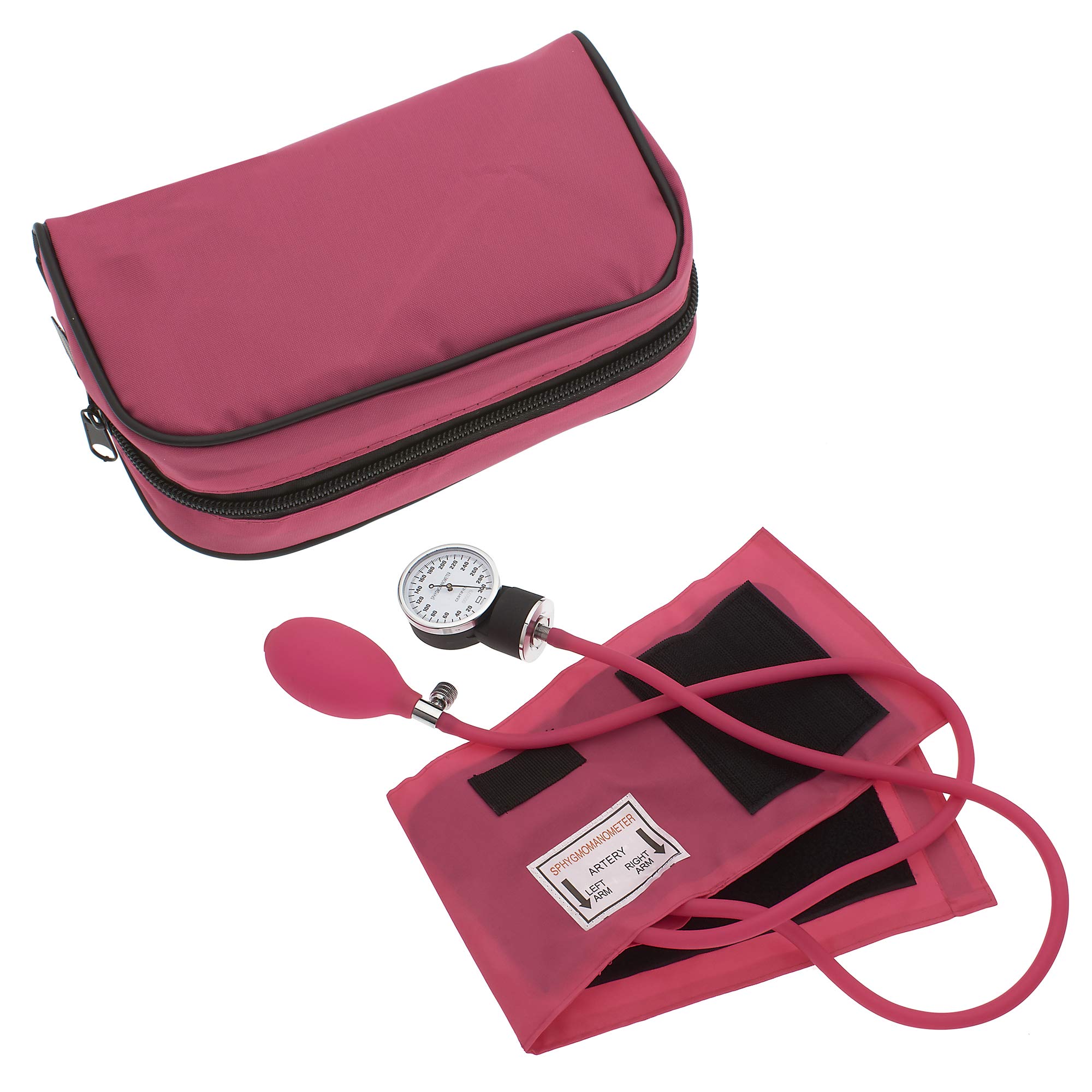 ASA TECHMED Manual Blood Pressure Monitor - Aneroid Sphygmomanometer with Cuff for Home & Professional Use - Universal Arm Blood Pressure Cuff for Nurses, Adults & Seniors (Pink) - Ideal for Healthcare, Clinics & Home Monitoring