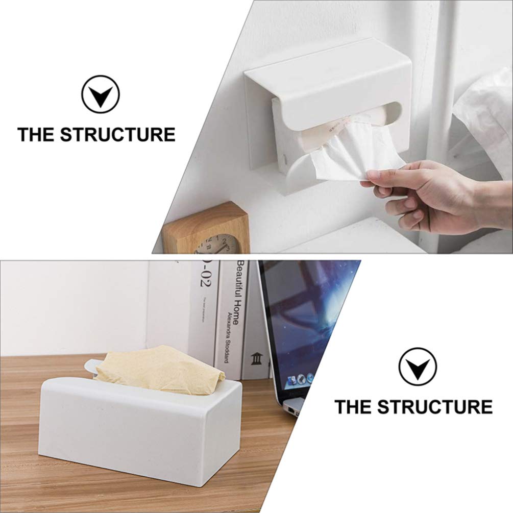 Hemoton 3-Pack White Plastic Wall-Mounted Tissue Box Holder - Hanging Paper Towel Dispenser for Bathroom, Kitchen & Makeup Counter | Space-Saving Toilet Paper Stand with ABS Material (White)