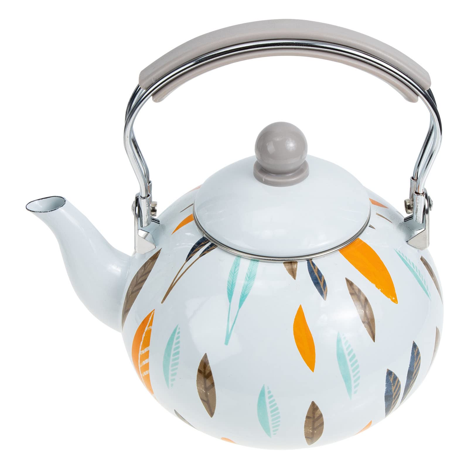 Vintage Enamel Tea Kettle - 1.5L Stovetop Safe Water Pot for Gas & Electric Stoves - Retro Style Enamel Teapot for Home Kitchen, Camping & Outdoor Use - Perfect for Boiling Water, Making Tea & Coffee
