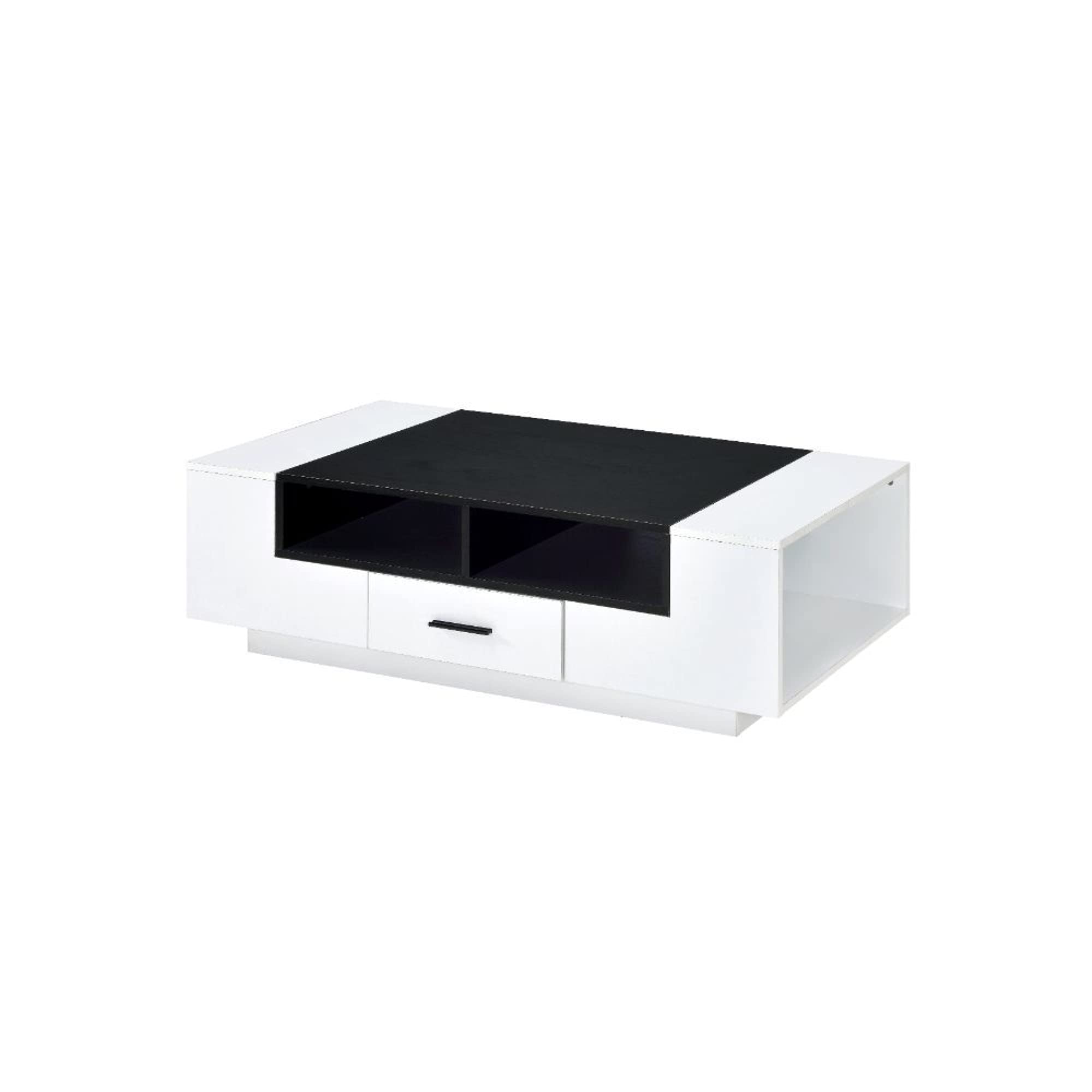 Modern White & Black Coffee Table - Minimalist Living Room Furniture for Small Spaces, Home Decor, and Entertainment Areas