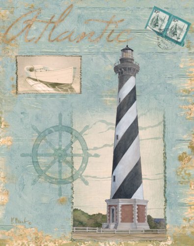 Gango Home Decor Seacoast Lighthouse Prints - Atlantic & Pacific Oceanside Wall Art - Set of Two 11x14 Coastal Posters - Perfect for Beach House, Living Room, or Nautical Theme Decor