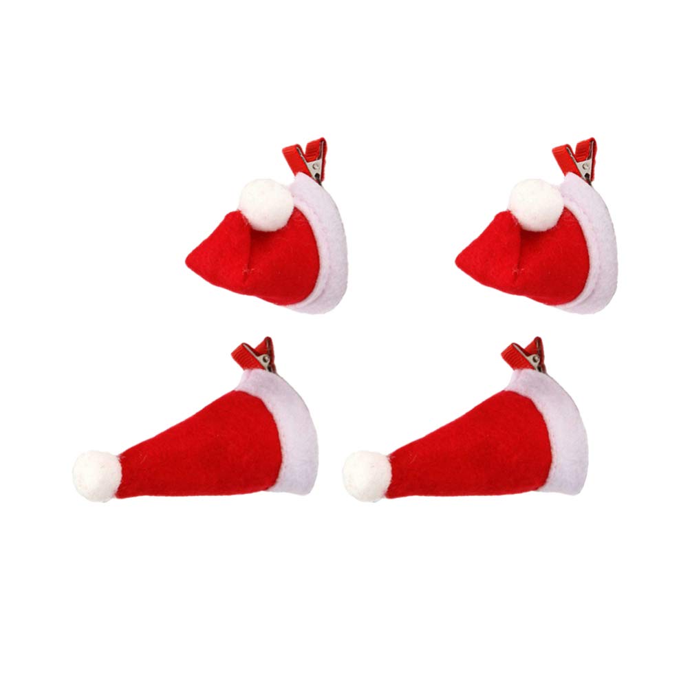 FRCOLOR Christmas Hat Hair Clips - 4pcs Mini Santa Hat Barrettes, Cute Alligator Hair Clips for Women & Girls | Perfect for Xmas Parties, Holiday Photos & Festive Gift Giving