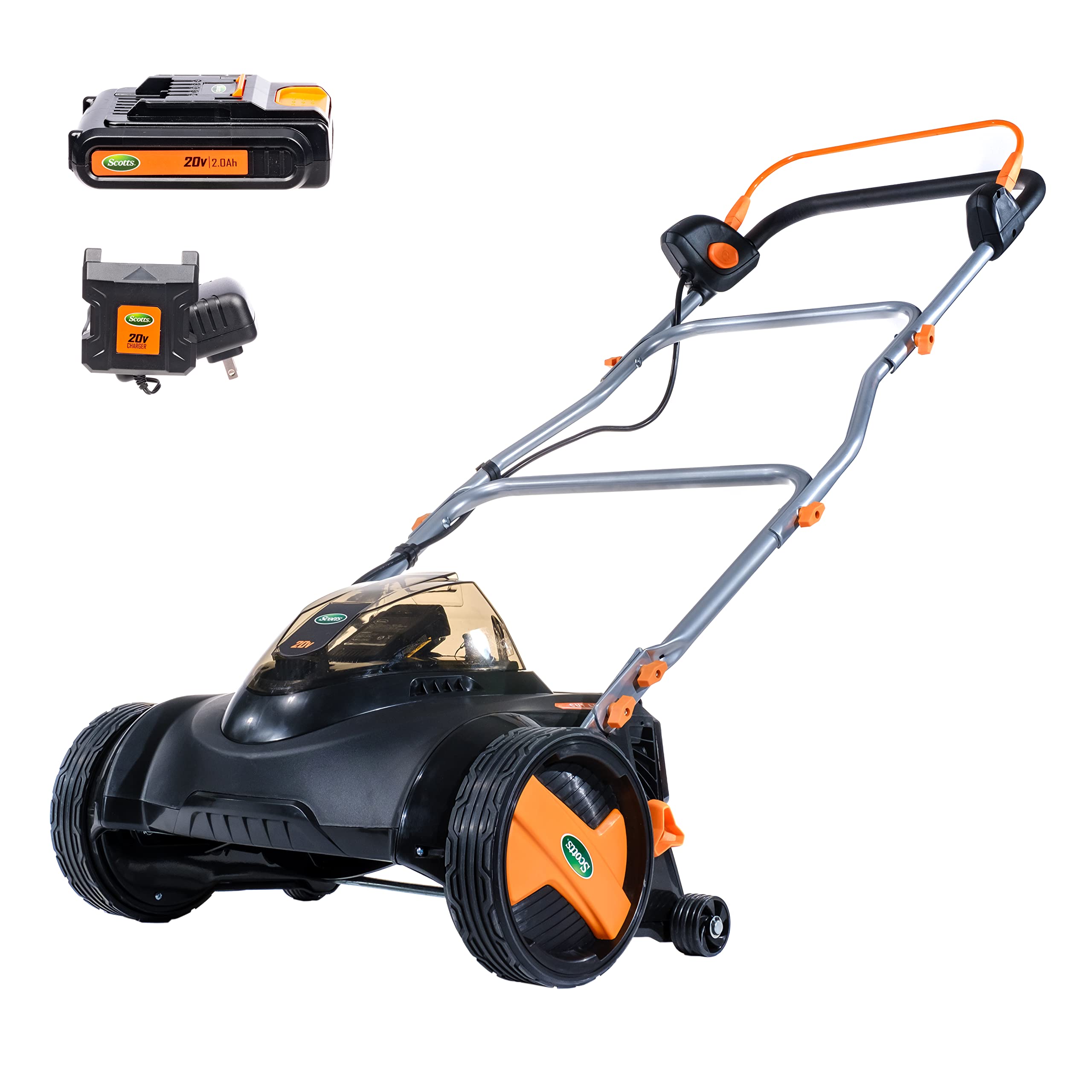 Scotts 20V 16-Inch Cordless Electric Reel Lawn Mower with 2.0Ah Battery & Fast Charger | Lightweight & Quiet Lawn Care for Small to Medium Yards | Perfect for Residential Lawns, Gardens, and Landscaping
