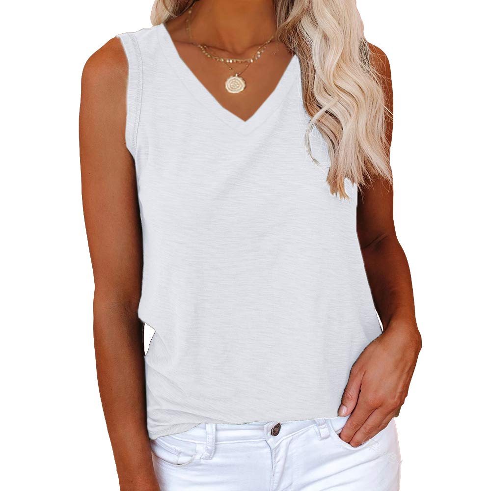 Remikstyt Women's Summer V-Neck Sleeveless Tunic Tank Tops - Basic Plain Casual Tops for Beach, Yoga & Everyday Wear