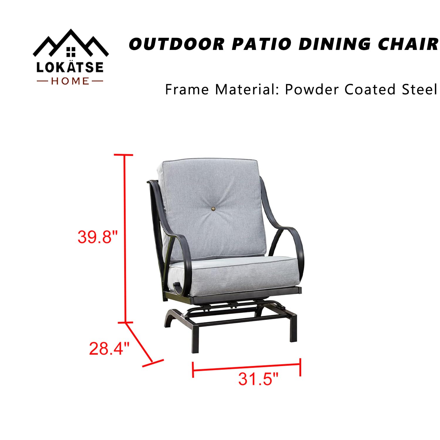 LOKATSE HOME 2-Piece Outdoor Patio Conversation Set with Cushions - Weather-Resistant Metal Frame Furniture in Gray - Perfect for Garden, Backyard, and Poolside Relaxation