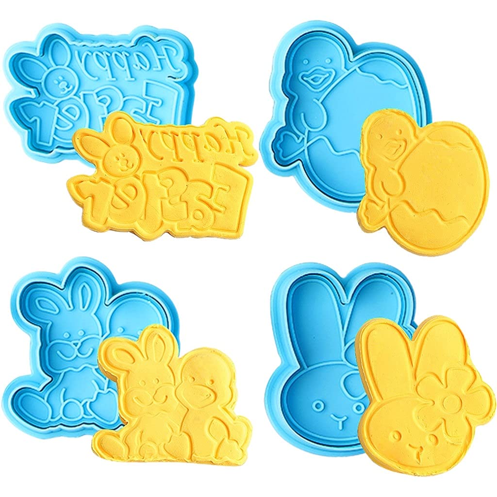 4-Piece Easter Baking Molds Set - 3D Egg & Bunny Silicone Molds for Cake, Biscuit, Chocolate & Candy Making - Food-Grade DIY Kitchen Accessories (Color B) - Perfect for Easter Treats, Holiday Baking & Party Desserts