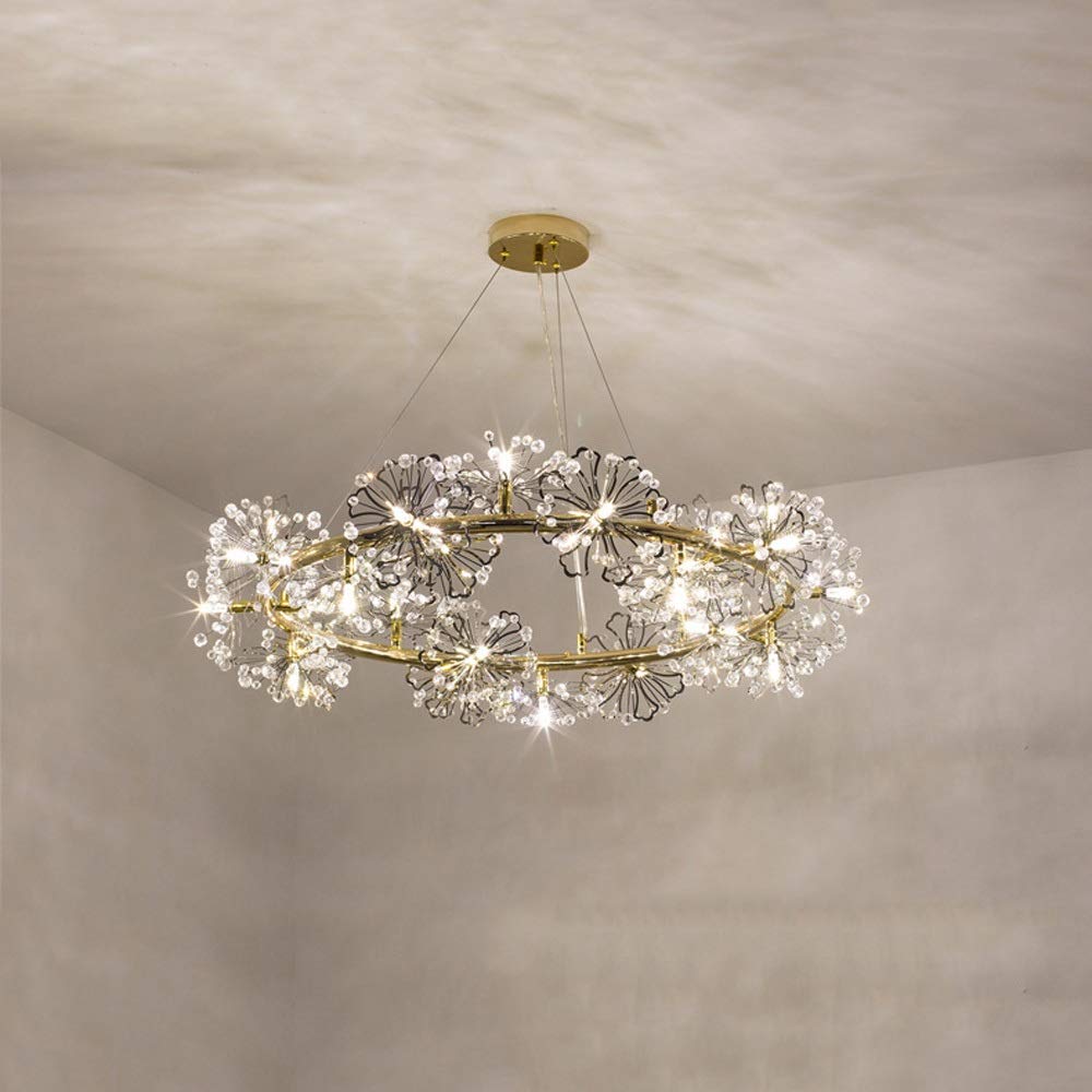 Crystal Chandelier LED Pendant Light - Modern Firework Dandelion Ceiling Fixture for Living Room, Dining Room, Bedroom, Cafe | Nordic Postmodern Design, Energy Efficient Lighting for Home & Commercial Spaces
