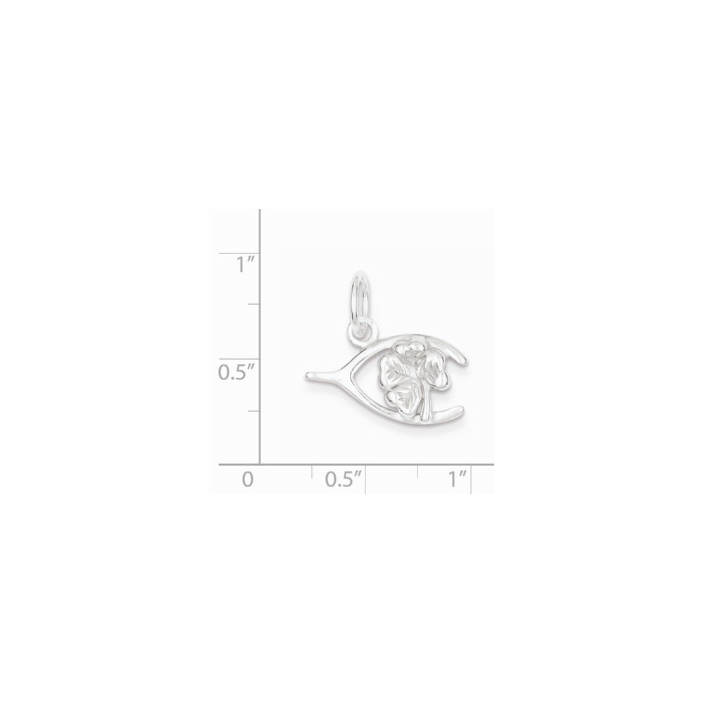 Lucky Sterling Silver Four Leaf Clover & Wishbone Pendant Necklace - Perfect for St. Patrick's Day Gifts & Everyday Good Luck Charm