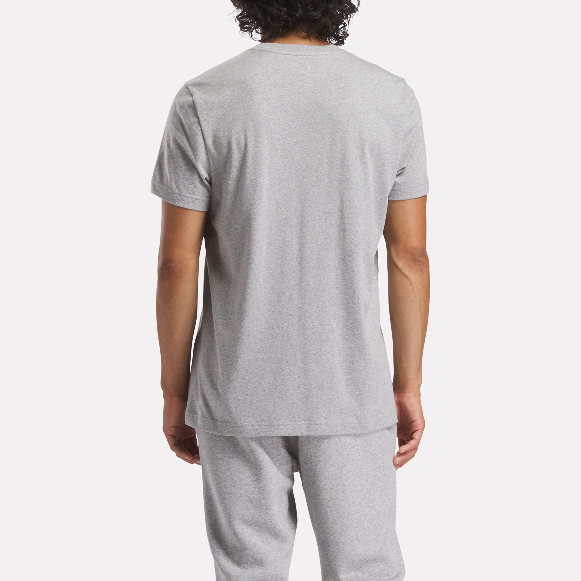 Ri Small Logo T-Shirt in Heather Grey & Vector Red - Comfortable Casual Tee for Everyday Wear