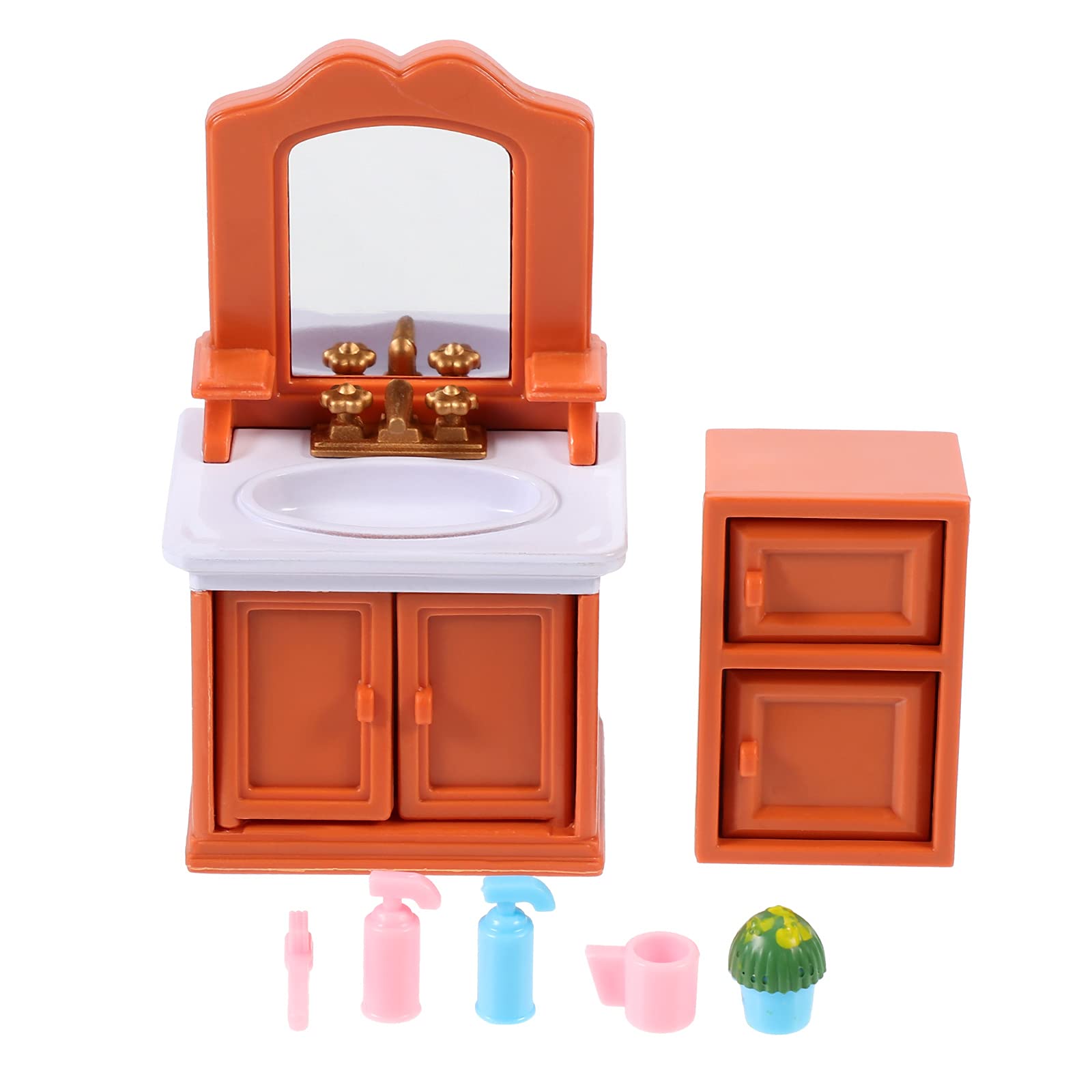 ABOOFAN 3-Piece Miniature Wooden Bathroom Furniture Set - Dollhouse Miniatures, DIY Craft Decor, Kids Pretend Play Toys for Dolls & Model Houses - Perfect for Collectors & Miniature Enthusiasts
