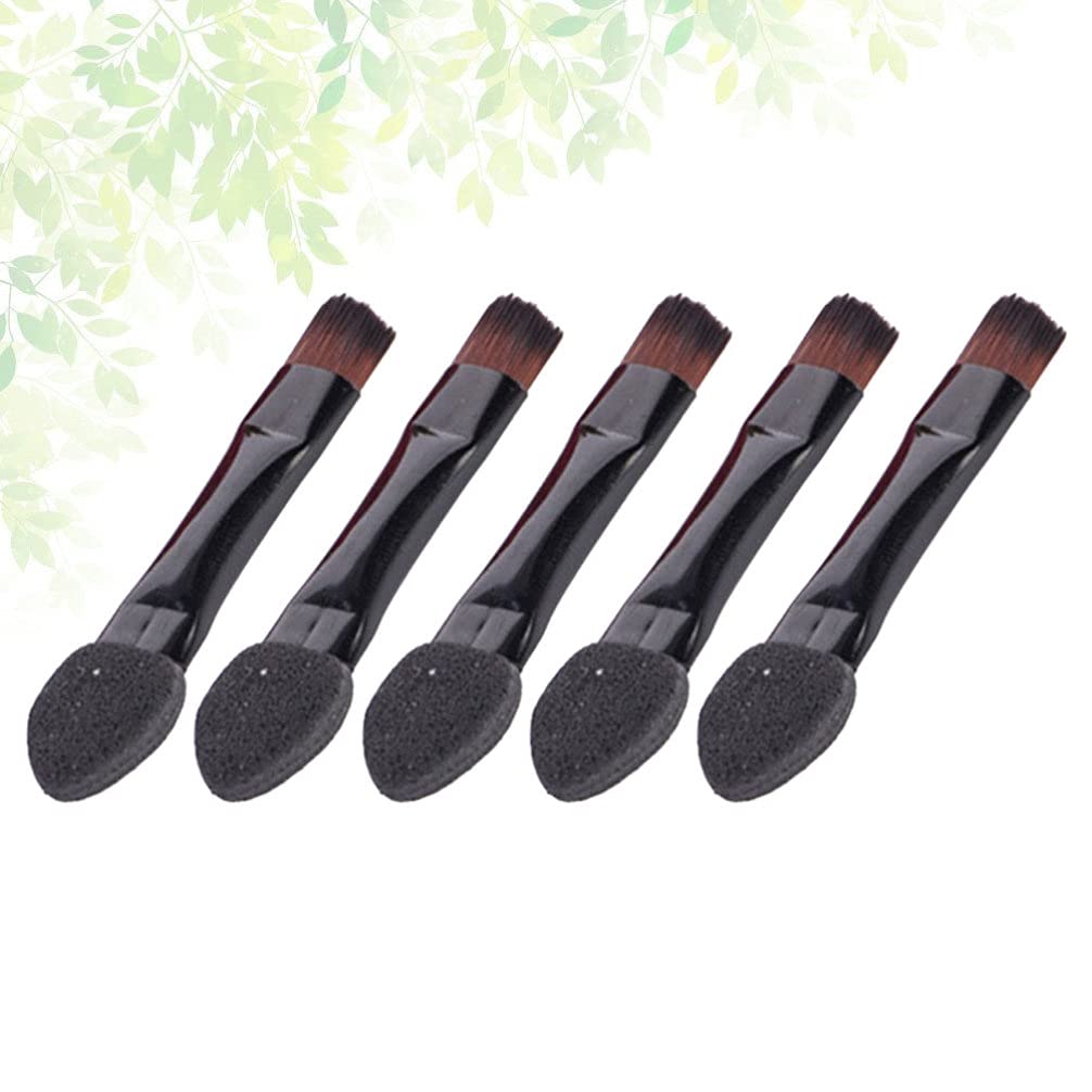 Uonlytech Dual Ended Makeup Sponge & Brush Set - 50pcs Double Sided Eye Shadow Applicator, Travel Makeup Sponge for Women & Girls (Black) - Perfect for Professional Makeup Artists & Home Beauty Routines