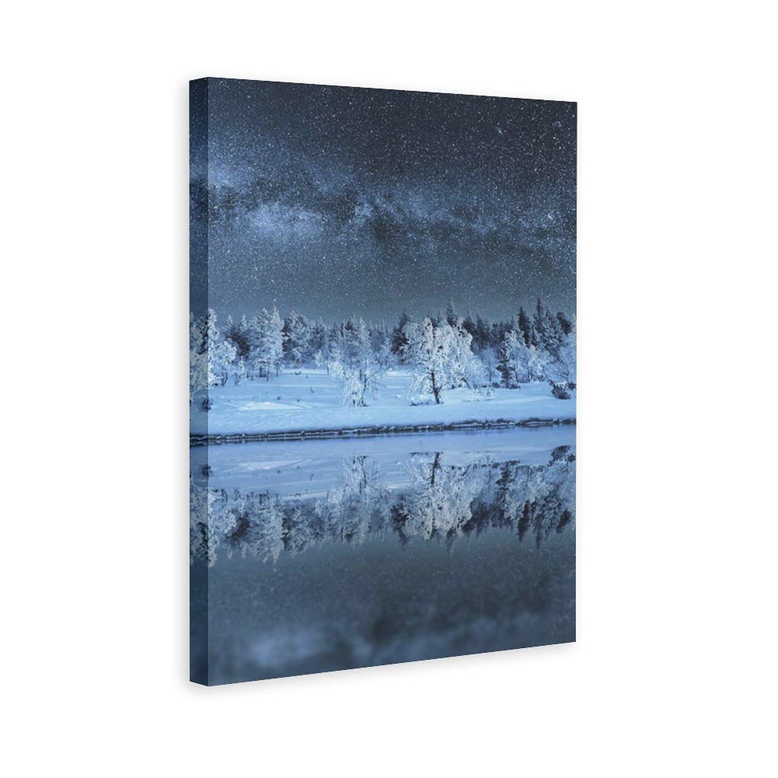 Fairy Tale Winter Night Canvas Wall Art - 16x24 Inches (40x60cm) Landscape Painting for Living Room, Bedroom & Office Decor - Perfect Gift for Home Interior Design & Holiday Season