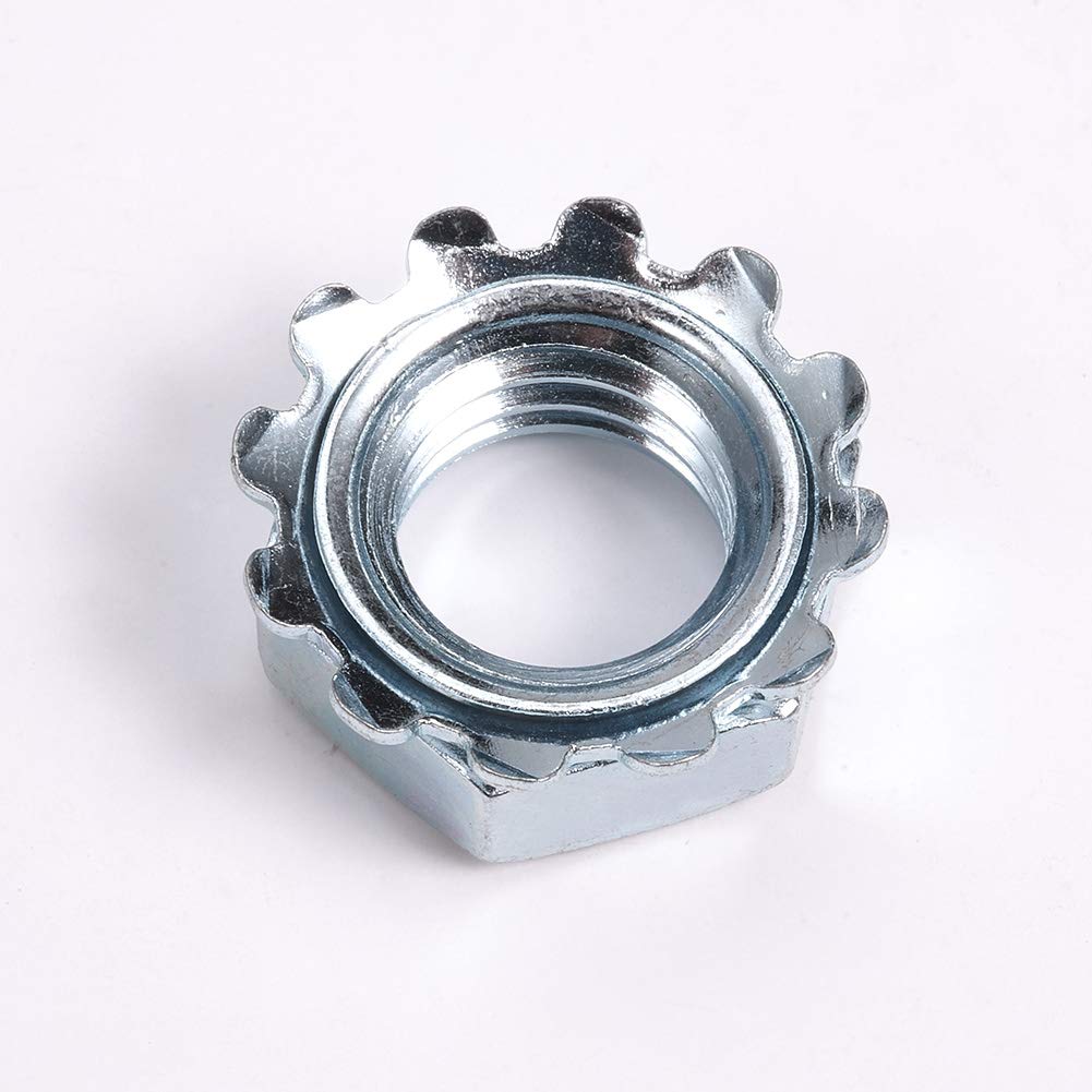 MroMax M10 K-Lock Nuts - Silver Zinc Plated Carbon Steel Keps Lock Nuts (20Pcs) - Durable Hardware Fasteners for Machinery, Furniture & Electrical Appliances | Secure Fastening Solution for DIY Projects & Industrial Use