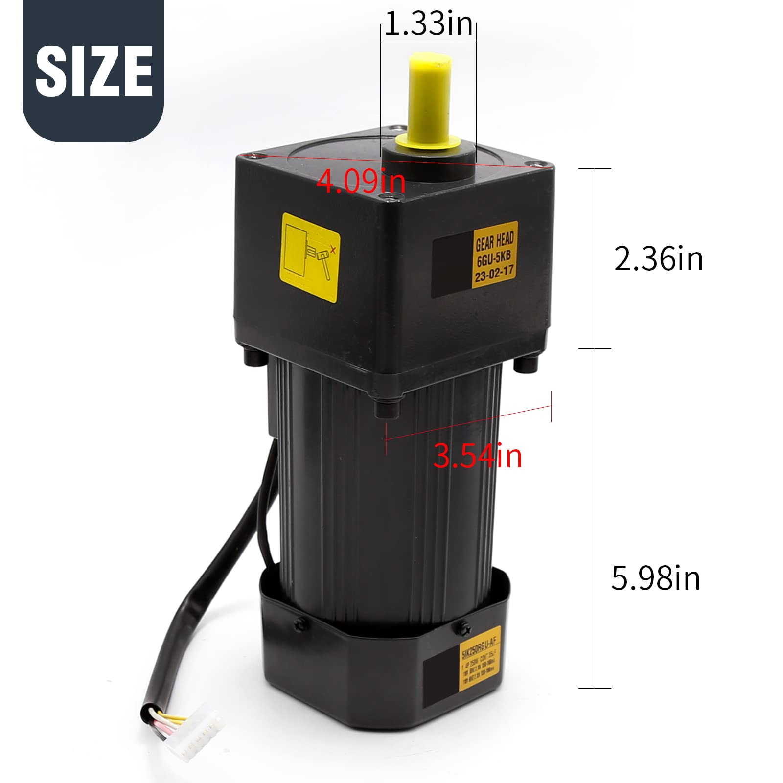 250W 5K Adjustable Variable Speed AC Gear Motor 110V with Speed Controller (0-270 RPM) - Industrial Use for Machinery, Conveyors, and Automation Systems