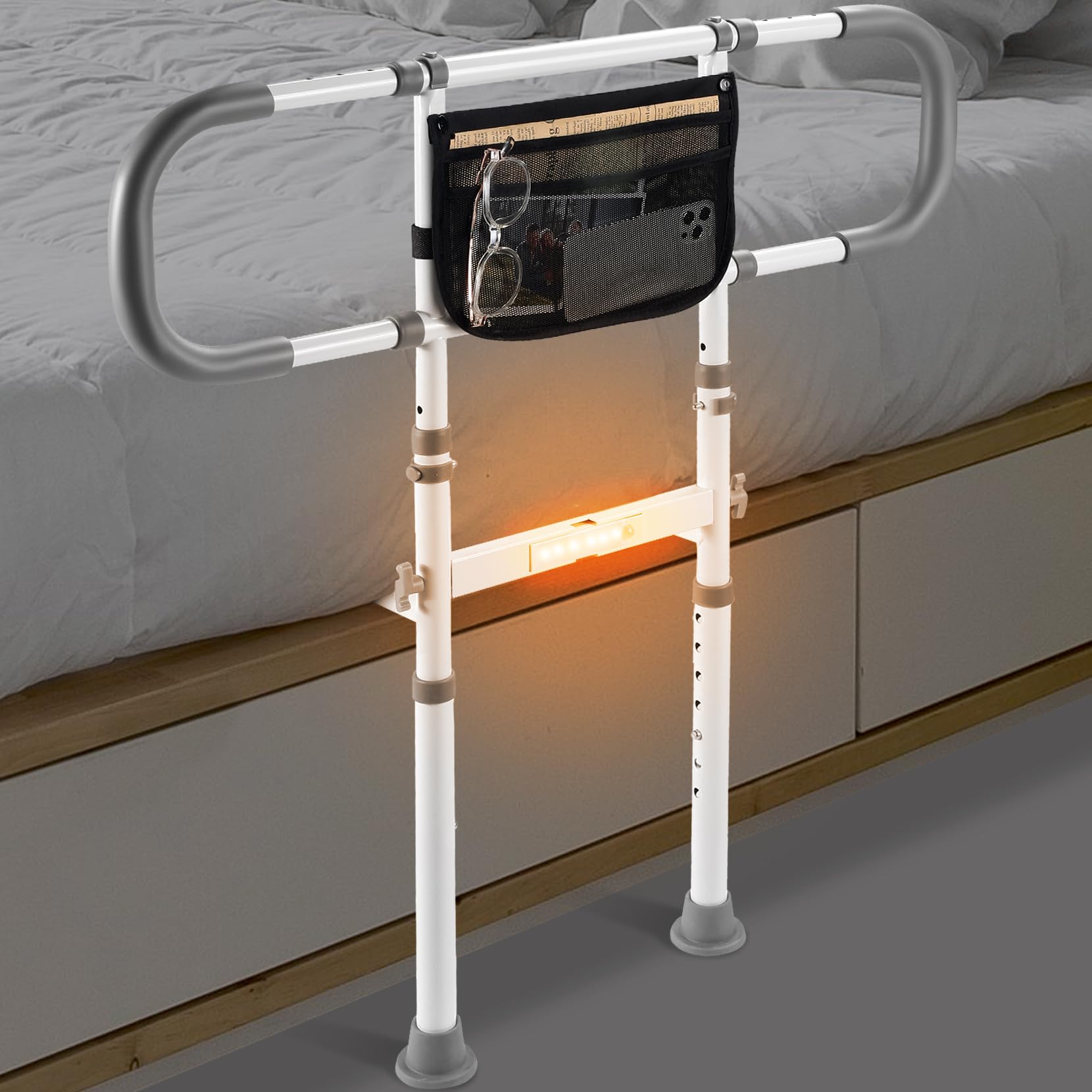 **Adjustable Bed Safety Rails for Elderly Adults - Bed Assist Handrail with Grab Bar for Seniors - Fits King, Queen, Full & Twin Beds - Ideal for Home Care, Fall Prevention & Mobility Support**