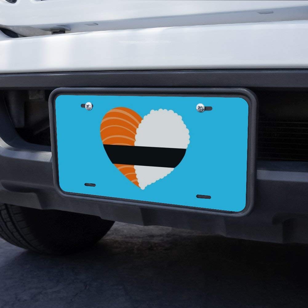 Japanese Salmon Sushi & Rice Heart Novelty Metal Vanity License Plate - Unique Car Tag for Anime Lovers, Sushi Fans & JDM Style Vehicles